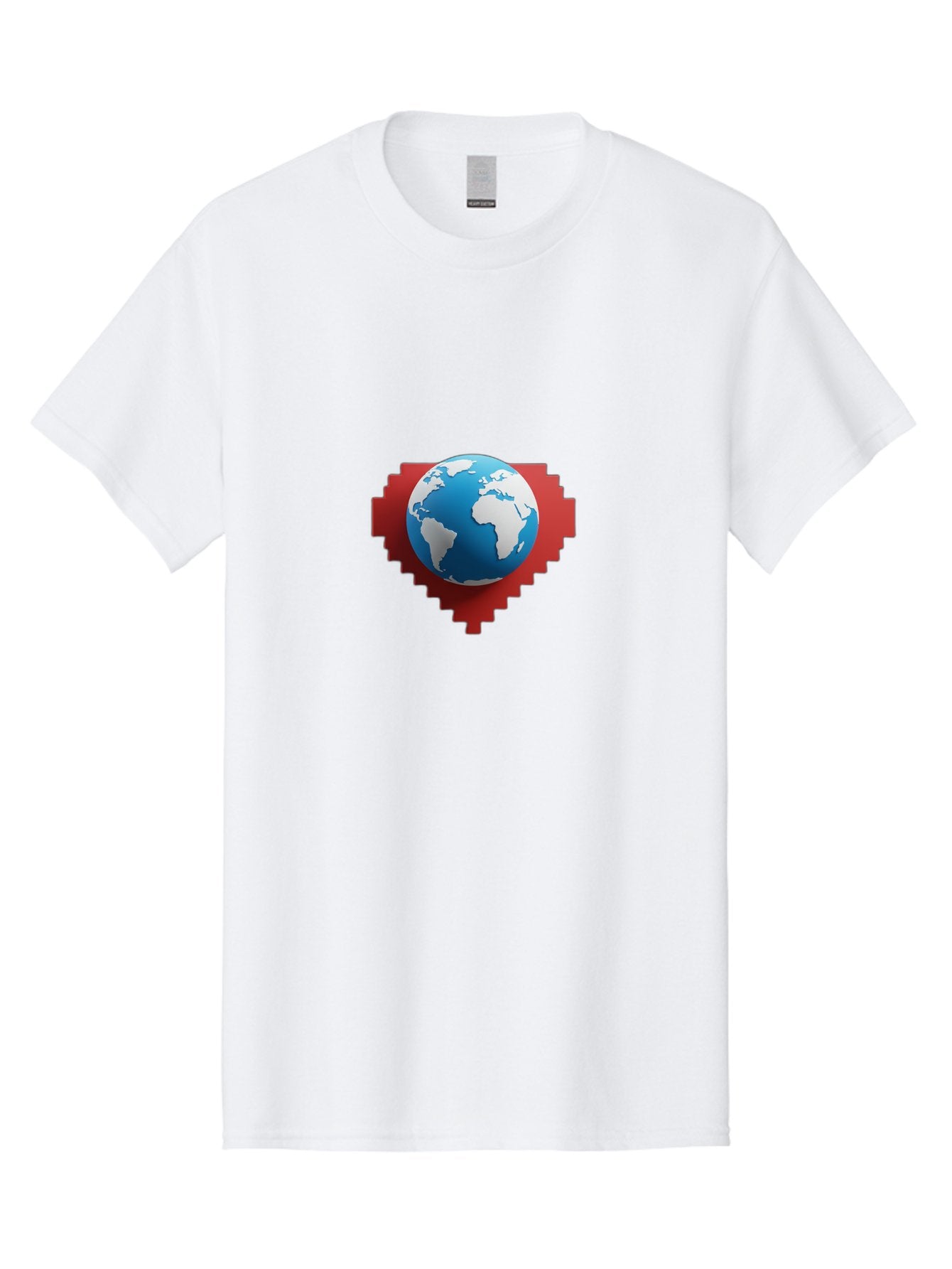 Globe-4 Men'S Graphic Tee, 100% Cotton, Comfortable Casual Summer Wear, Machine Washable, Globe Centered On Red Heart, Global Unity, Love For Earth, World Harmony, Digital Illustration, 3D Globe, Heart Shape, International Cooperation, Baa744 7