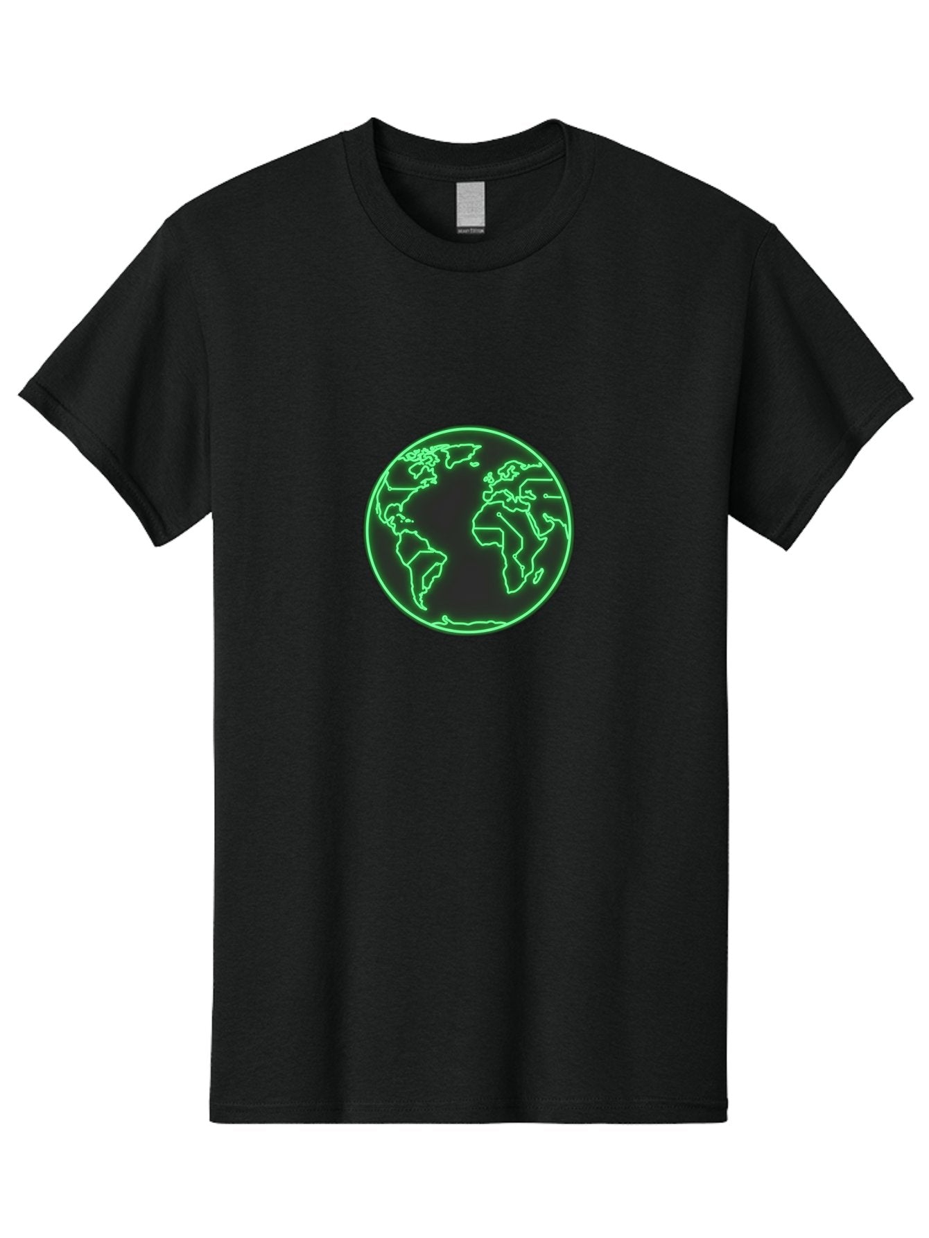 Globe-7 Men'S Graphic Tee, 100% Cotton, Comfortable Casual Summer Wear, Machine Washable, Globe Icon, World Map, Global Illustration, Neon Outline, Minimalist Design, Earth Symbol, International Representation Baa747 3