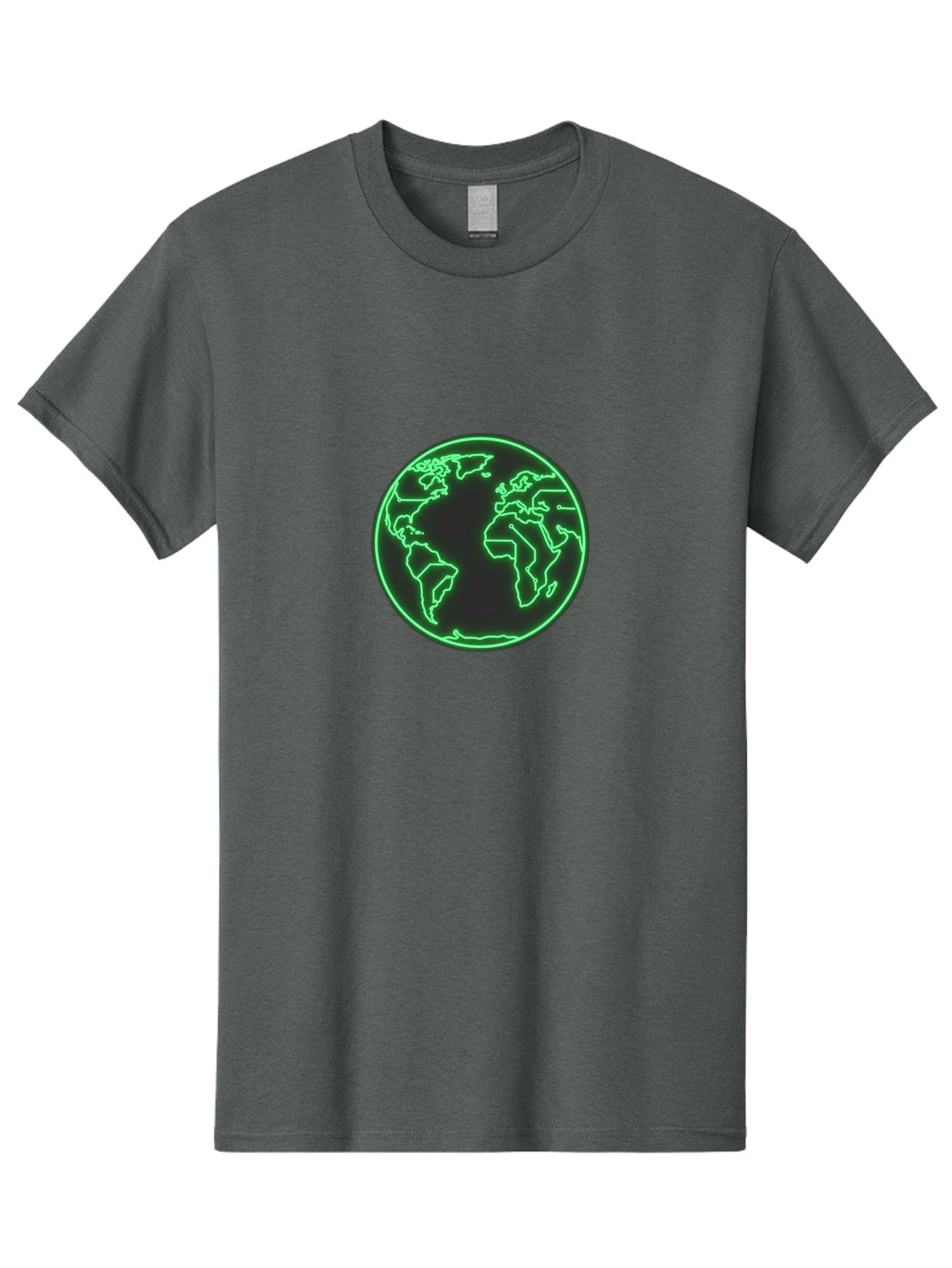 Globe-7 Men'S Graphic Tee, 100% Cotton, Comfortable Casual Summer Wear, Machine Washable, Globe Icon, World Map, Global Illustration, Neon Outline, Minimalist Design, Earth Symbol, International Representation Baa747 9
