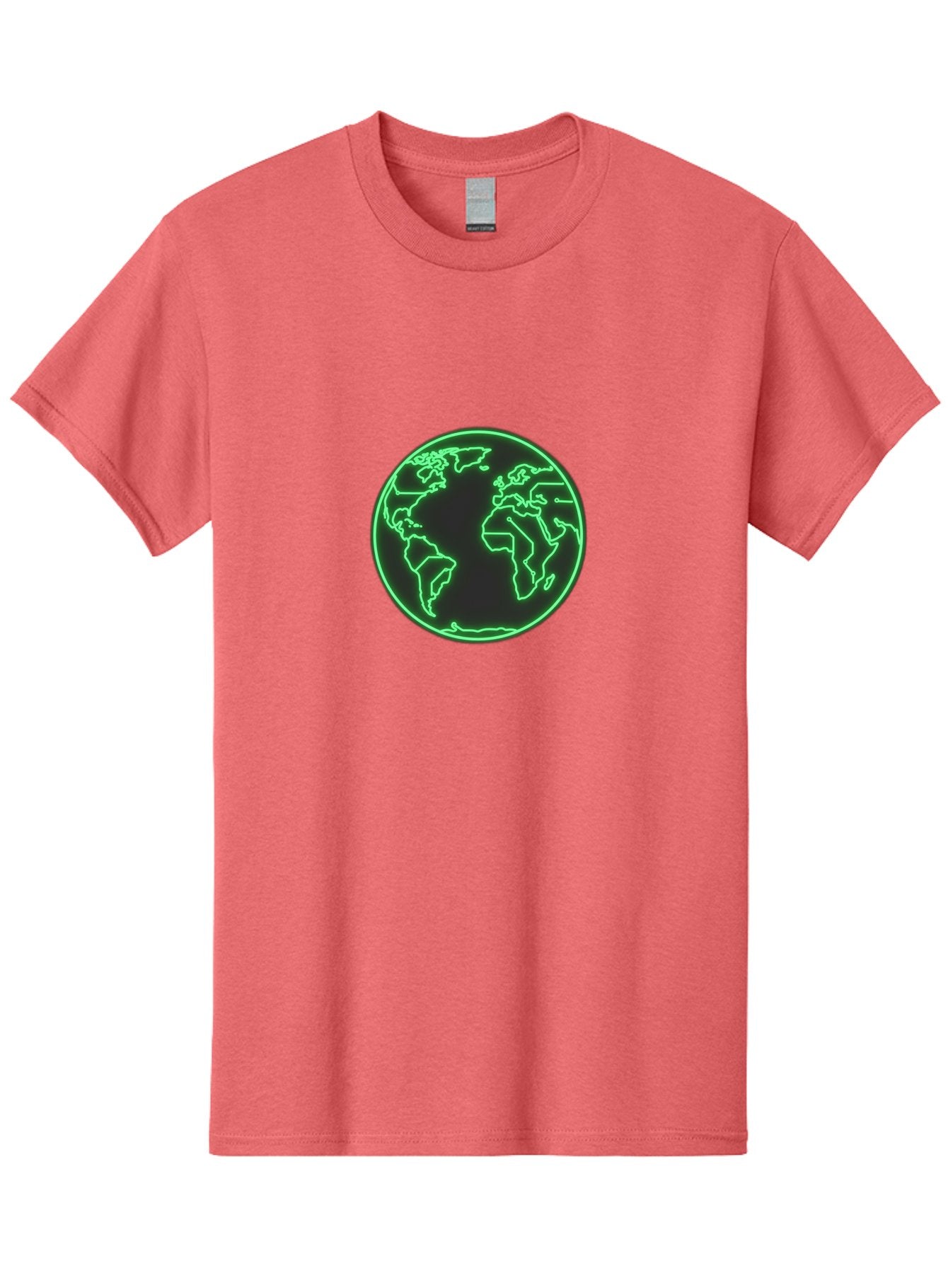 Globe-7 Men'S Graphic Tee, 100% Cotton, Comfortable Casual Summer Wear, Machine Washable, Globe Icon, World Map, Global Illustration, Neon Outline, Minimalist Design, Earth Symbol, International Representation Baa747 11