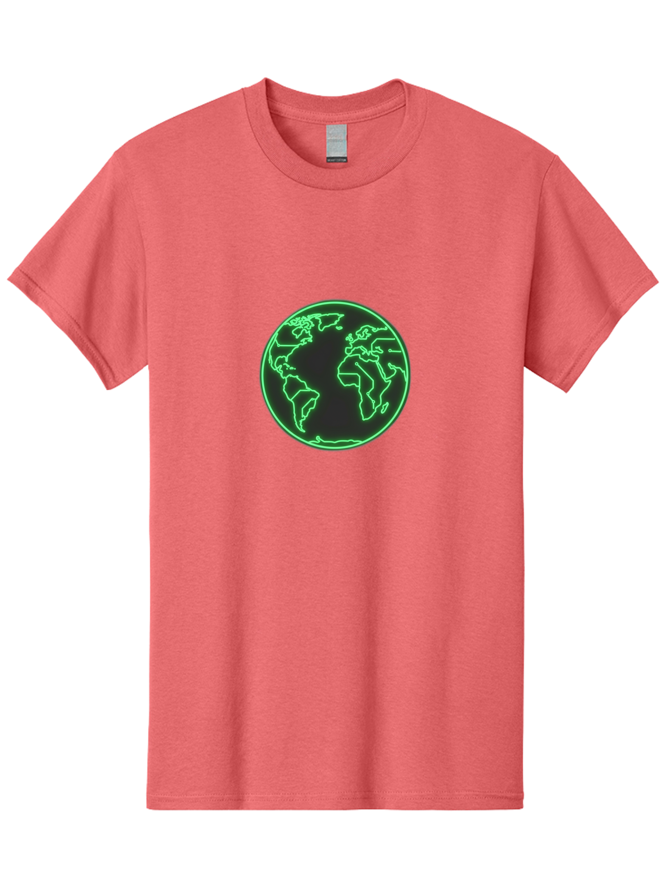 Globe-7 Men'S Graphic Tee, 100% Cotton, Comfortable Casual Summer Wear, Machine Washable, Globe Icon, World Map, Global Illustration, Neon Outline, Minimalist Design, Earth Symbol, International Representation Baa747 7