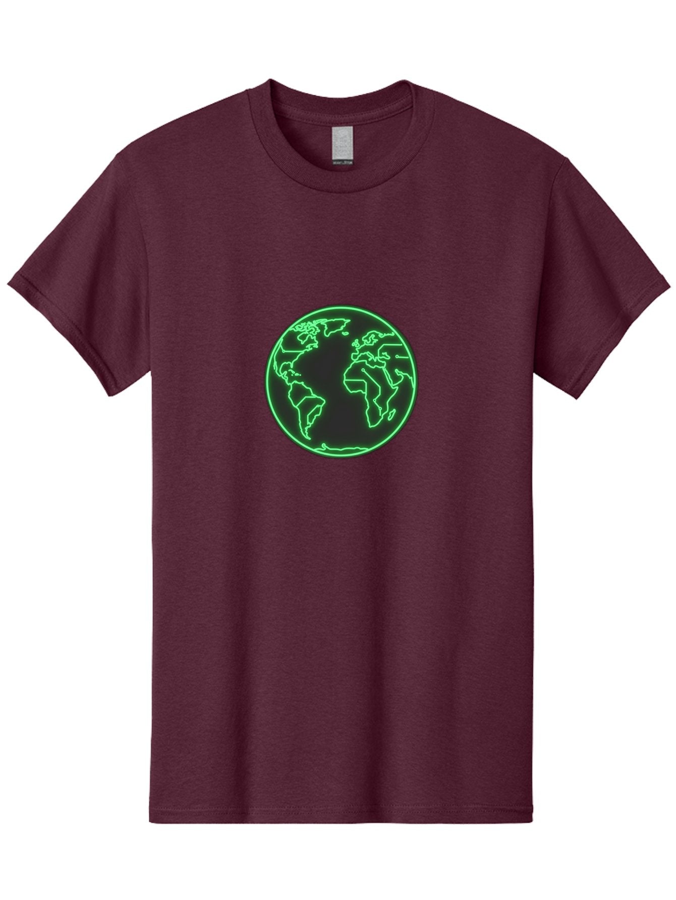Globe-7 Men'S Graphic Tee, 100% Cotton, Comfortable Casual Summer Wear, Machine Washable, Globe Icon, World Map, Global Illustration, Neon Outline, Minimalist Design, Earth Symbol, International Representation Baa747