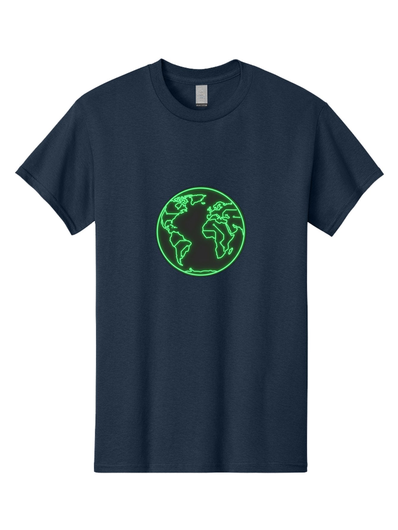 Globe-7 Men'S Graphic Tee, 100% Cotton, Comfortable Casual Summer Wear, Machine Washable, Globe Icon, World Map, Global Illustration, Neon Outline, Minimalist Design, Earth Symbol, International Representation Baa747 10