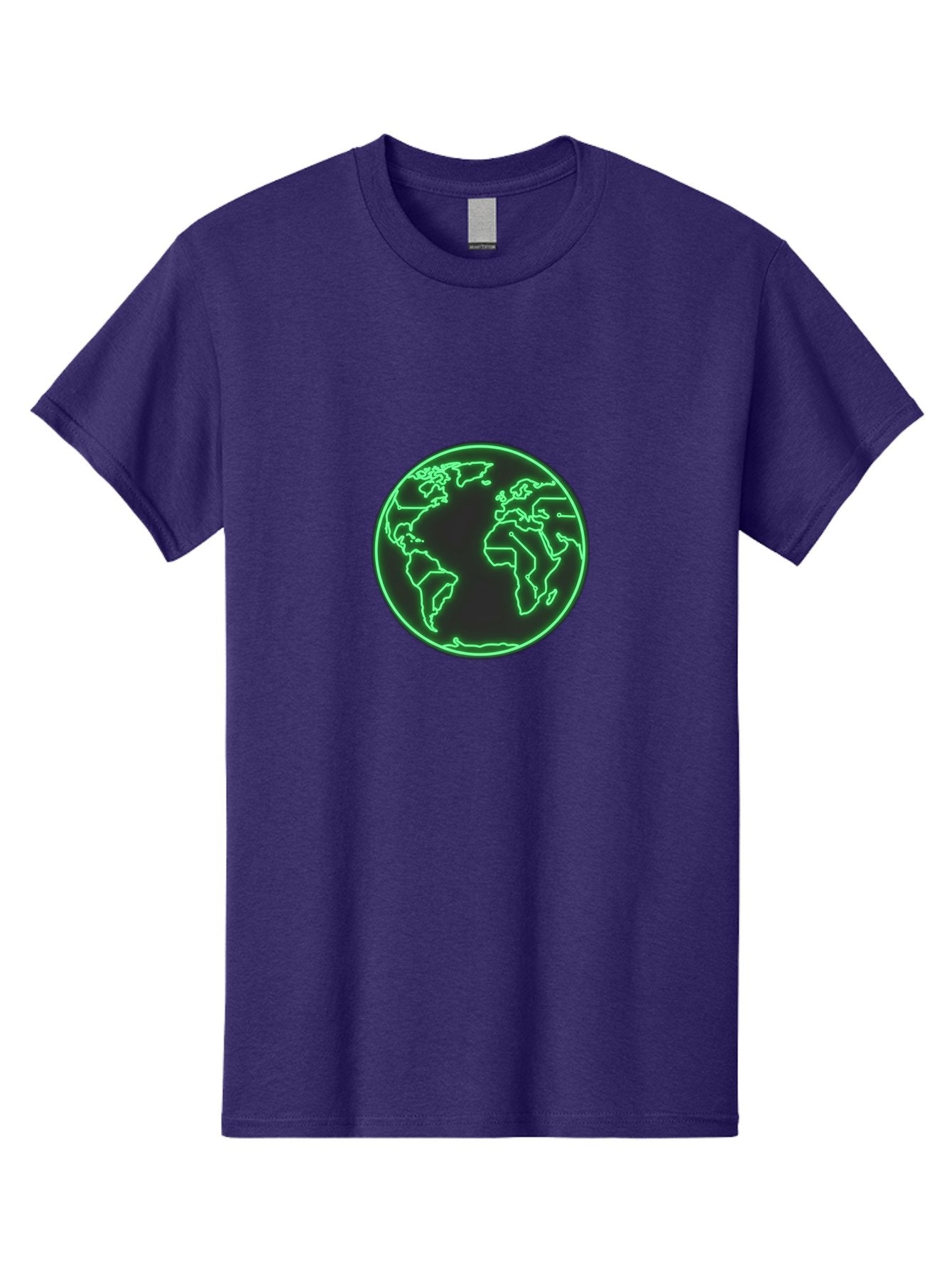 Globe-7 Men'S Graphic Tee, 100% Cotton, Comfortable Casual Summer Wear, Machine Washable, Globe Icon, World Map, Global Illustration, Neon Outline, Minimalist Design, Earth Symbol, International Representation Baa747 5