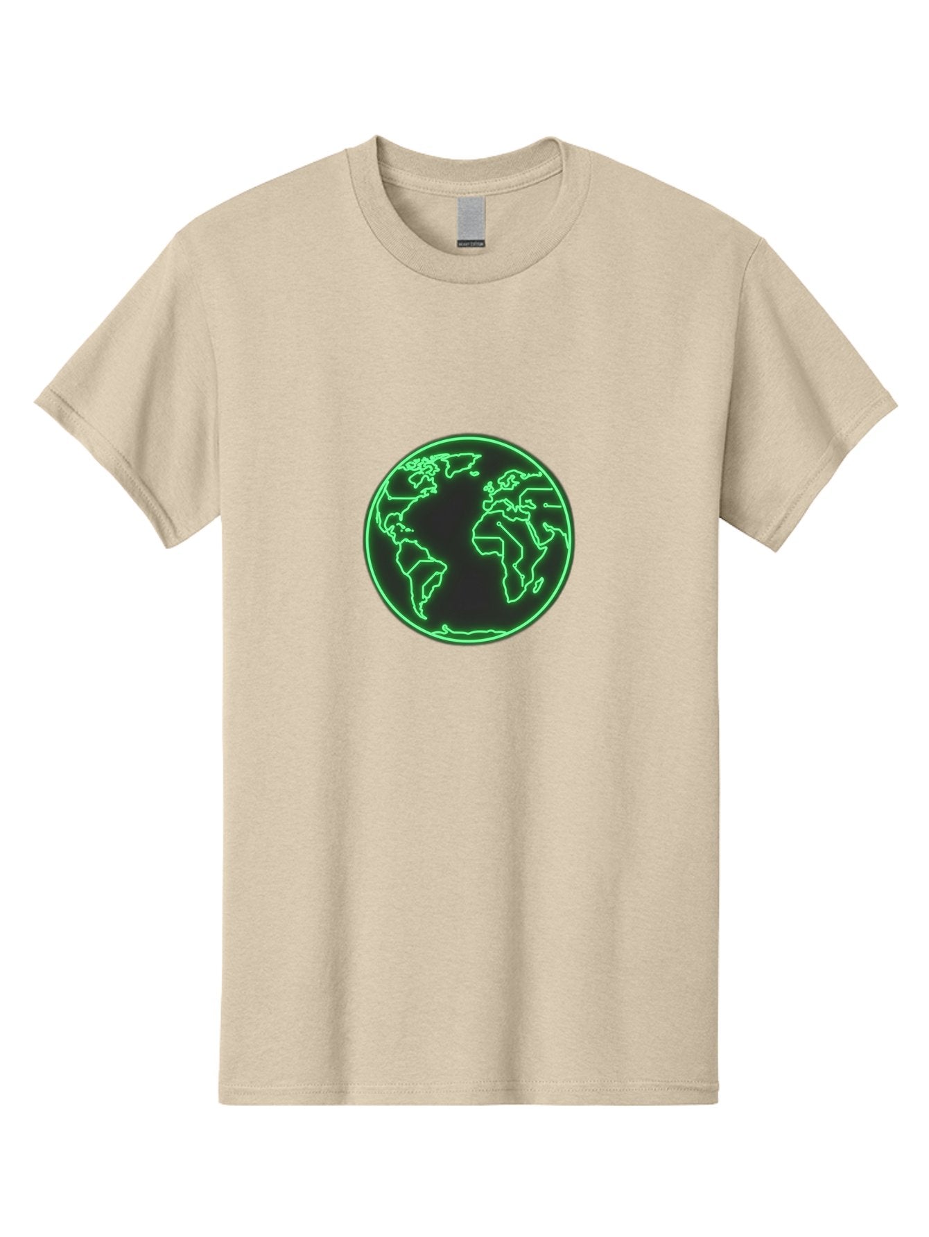 Globe-7 Men'S Graphic Tee, 100% Cotton, Comfortable Casual Summer Wear, Machine Washable, Globe Icon, World Map, Global Illustration, Neon Outline, Minimalist Design, Earth Symbol, International Representation Baa747 8