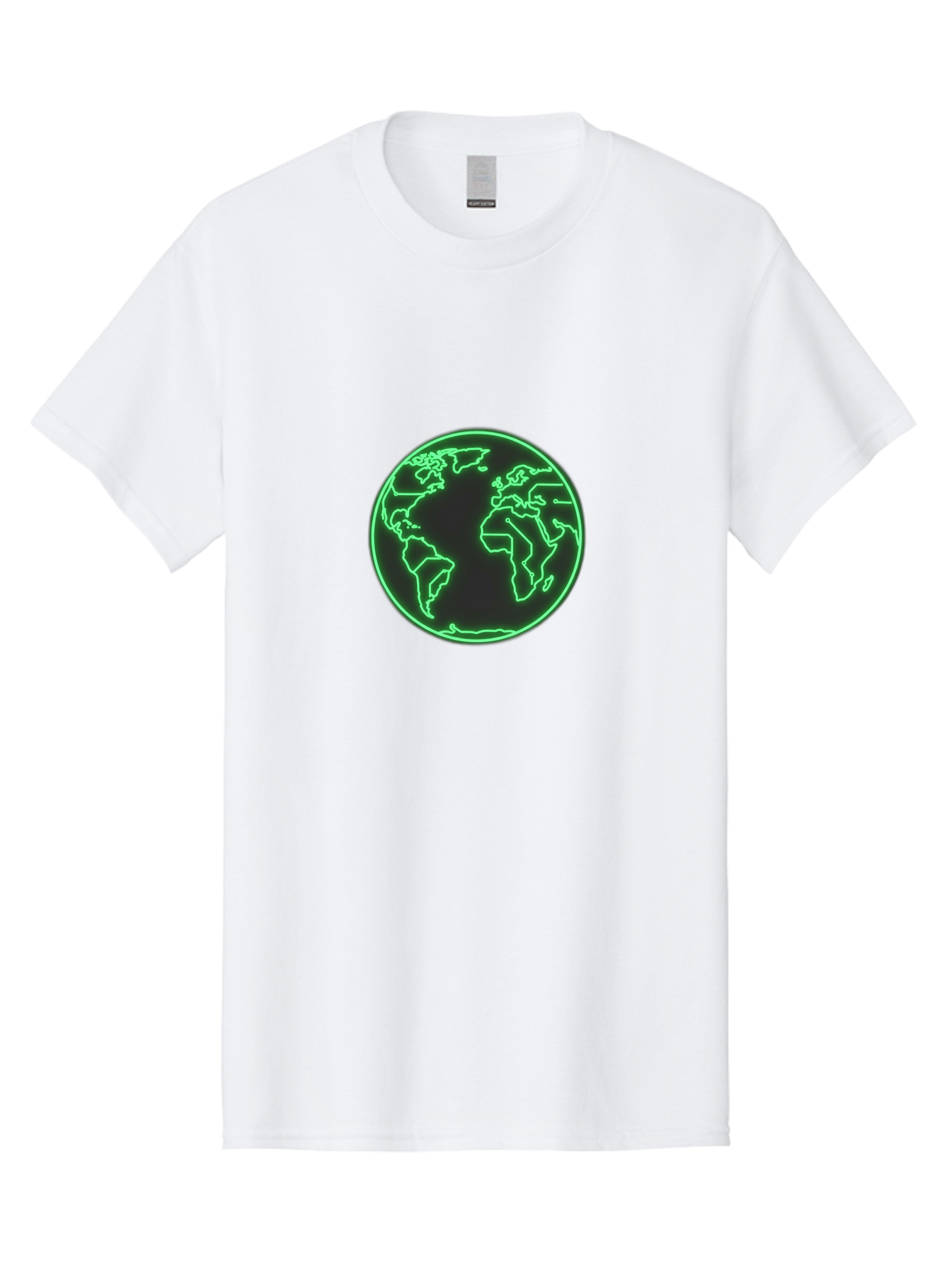 Globe-7 Men'S Graphic Tee, 100% Cotton, Comfortable Casual Summer Wear, Machine Washable, Globe Icon, World Map, Global Illustration, Neon Outline, Minimalist Design, Earth Symbol, International Representation Baa747 19