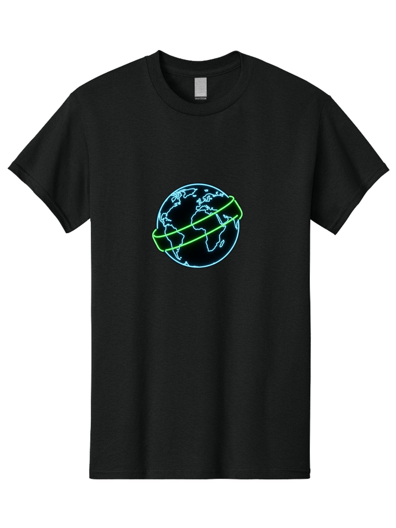 Globe-8 Men'S Graphic Tee, 100% Cotton, Comfortable Casual Summer Wear, Machine Washable, Globe Illustration, Neon Lines, Global Map, Earth Icon, Futuristic Design, Digital Art, World Map Outline, Abstract Globe, Modern Graphic Baa748
