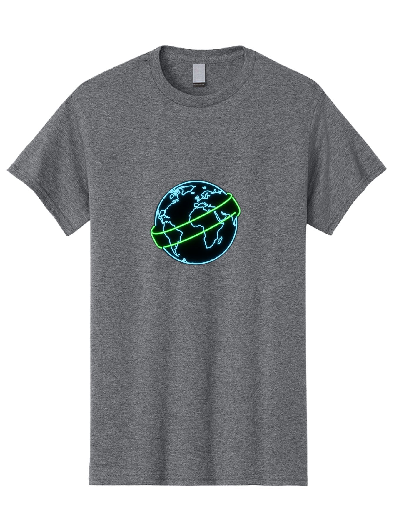 Globe-8 Men'S Graphic Tee, 100% Cotton, Comfortable Casual Summer Wear, Machine Washable, Globe Illustration, Neon Lines, Global Map, Earth Icon, Futuristic Design, Digital Art, World Map Outline, Abstract Globe, Modern Graphic Baa748 9