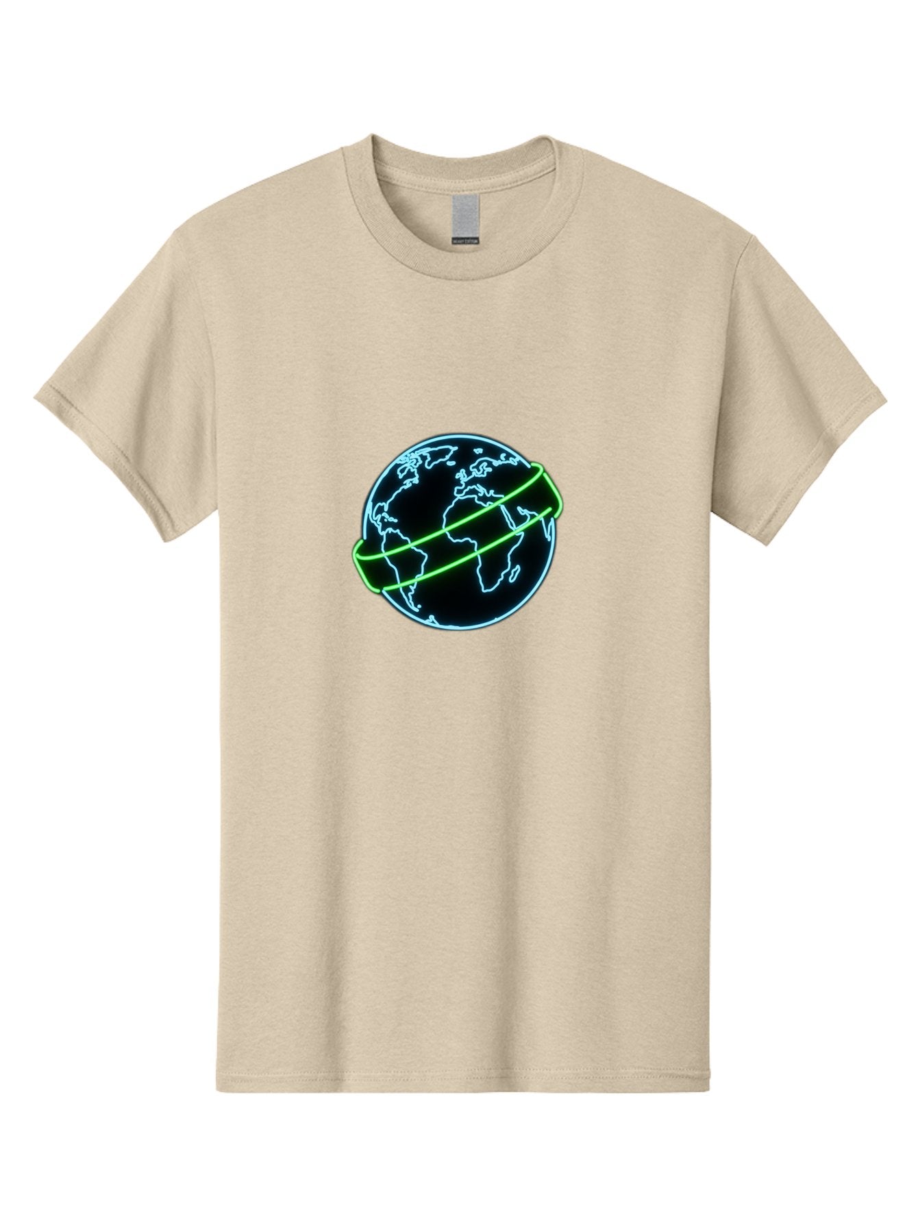 Globe-8 Men'S Graphic Tee, 100% Cotton, Comfortable Casual Summer Wear, Machine Washable, Globe Illustration, Neon Lines, Global Map, Earth Icon, Futuristic Design, Digital Art, World Map Outline, Abstract Globe, Modern Graphic Baa748