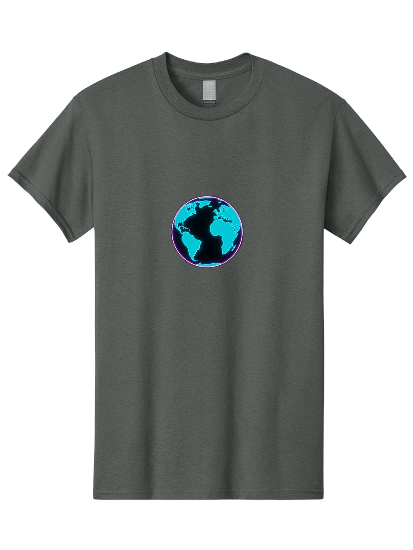 Globe-9 Men'S Graphic Tee, 100% Cotton, Comfortable Casual Summer Wear, Machine Washable, Globe, World Map, Blue And Black Silhouette, Centered, Visual Representation, Earth'S Surface, Americas Centered, Pink Outline, Modern Design, Baa749 14