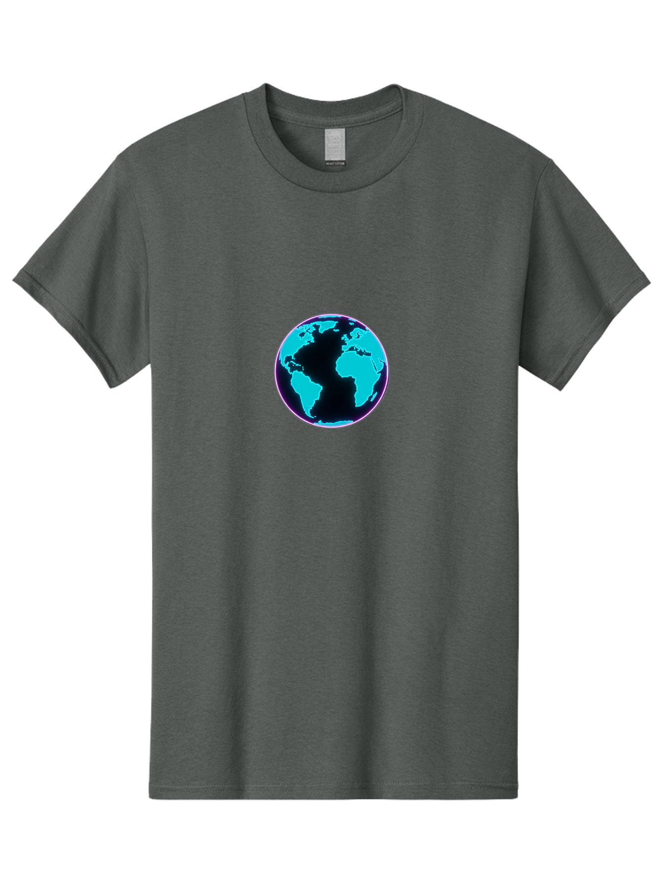 Globe-9 Men'S Graphic Tee, 100% Cotton, Comfortable Casual Summer Wear, Machine Washable, Globe, World Map, Blue And Black Silhouette, Centered, Visual Representation, Earth'S Surface, Americas Centered, Pink Outline, Modern Design, Baa749 3