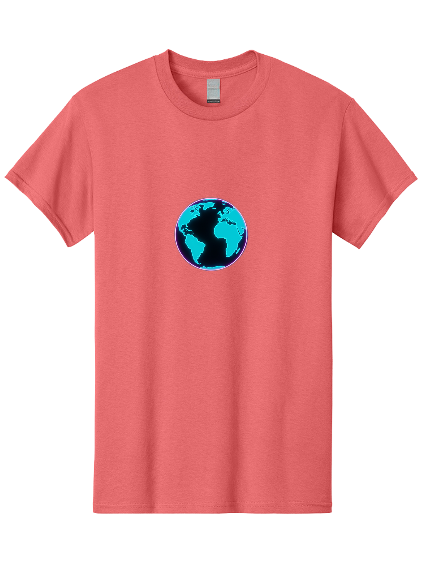 Globe-9 Men'S Graphic Tee, 100% Cotton, Comfortable Casual Summer Wear, Machine Washable, Globe, World Map, Blue And Black Silhouette, Centered, Visual Representation, Earth'S Surface, Americas Centered, Pink Outline, Modern Design, Baa749 11