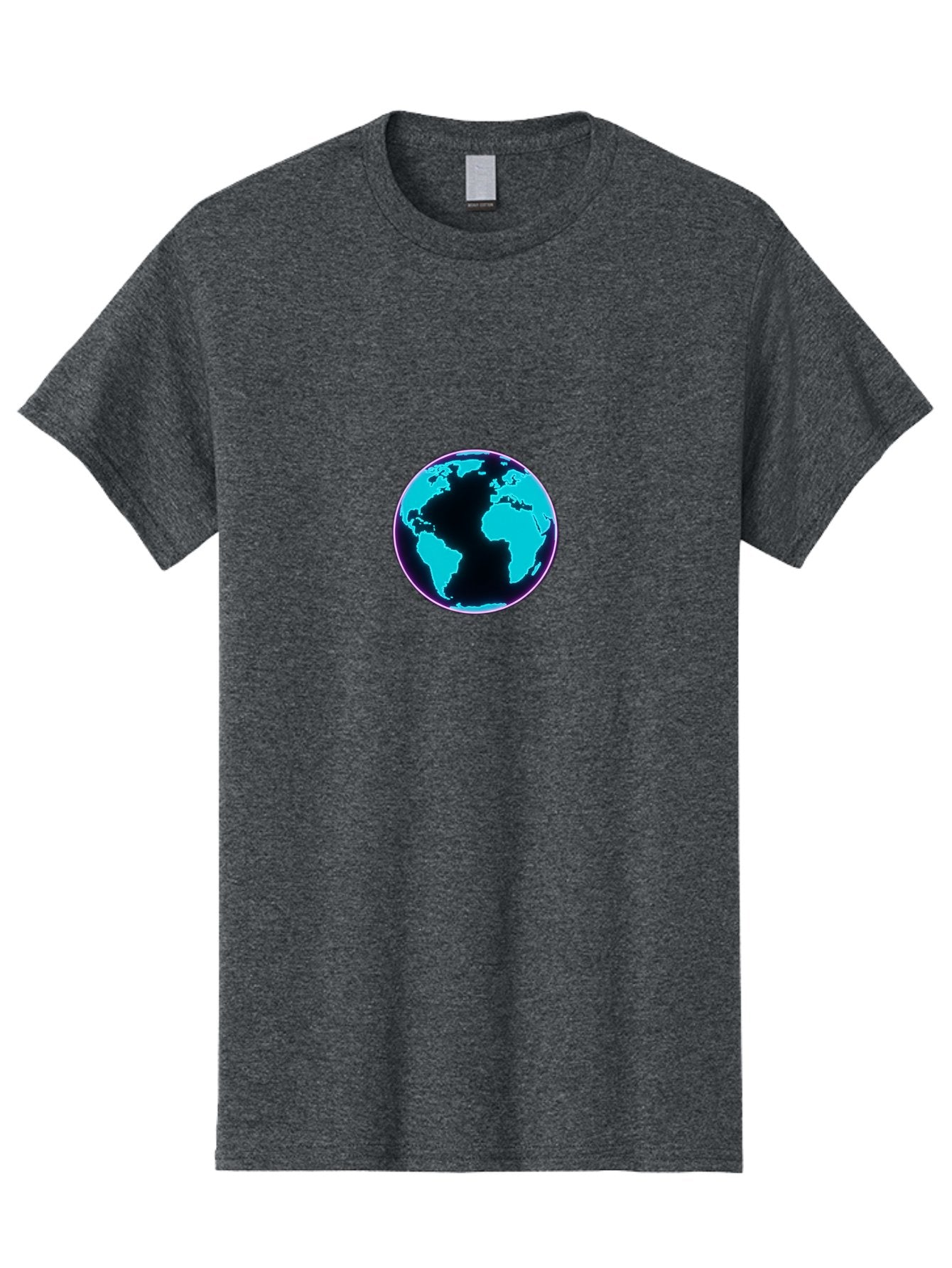 Globe-9 Men'S Graphic Tee, 100% Cotton, Comfortable Casual Summer Wear, Machine Washable, Globe, World Map, Blue And Black Silhouette, Centered, Visual Representation, Earth'S Surface, Americas Centered, Pink Outline, Modern Design, Baa749 11