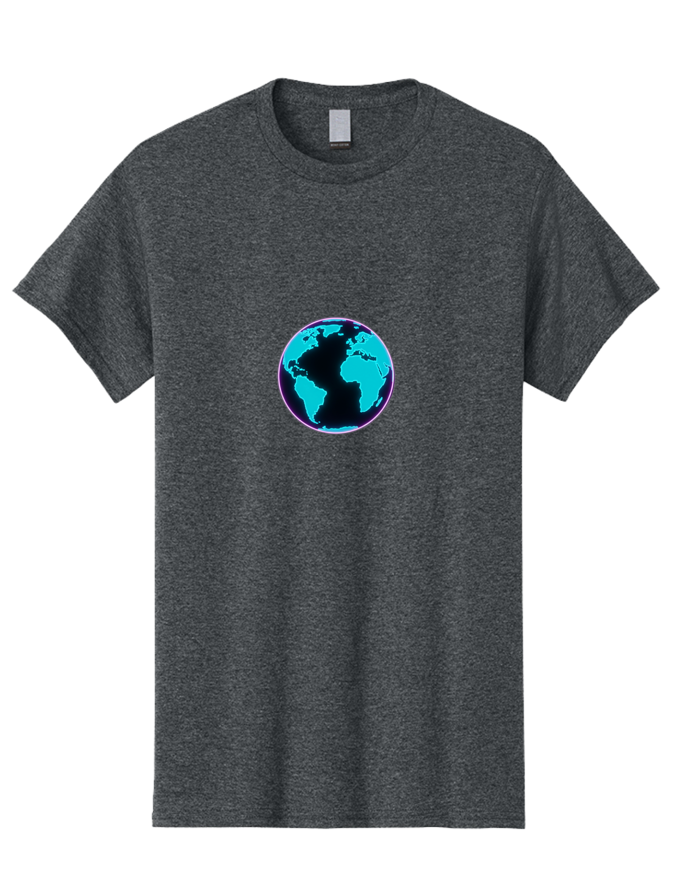 Globe-9 Men'S Graphic Tee, 100% Cotton, Comfortable Casual Summer Wear, Machine Washable, Globe, World Map, Blue And Black Silhouette, Centered, Visual Representation, Earth'S Surface, Americas Centered, Pink Outline, Modern Design, Baa749 7