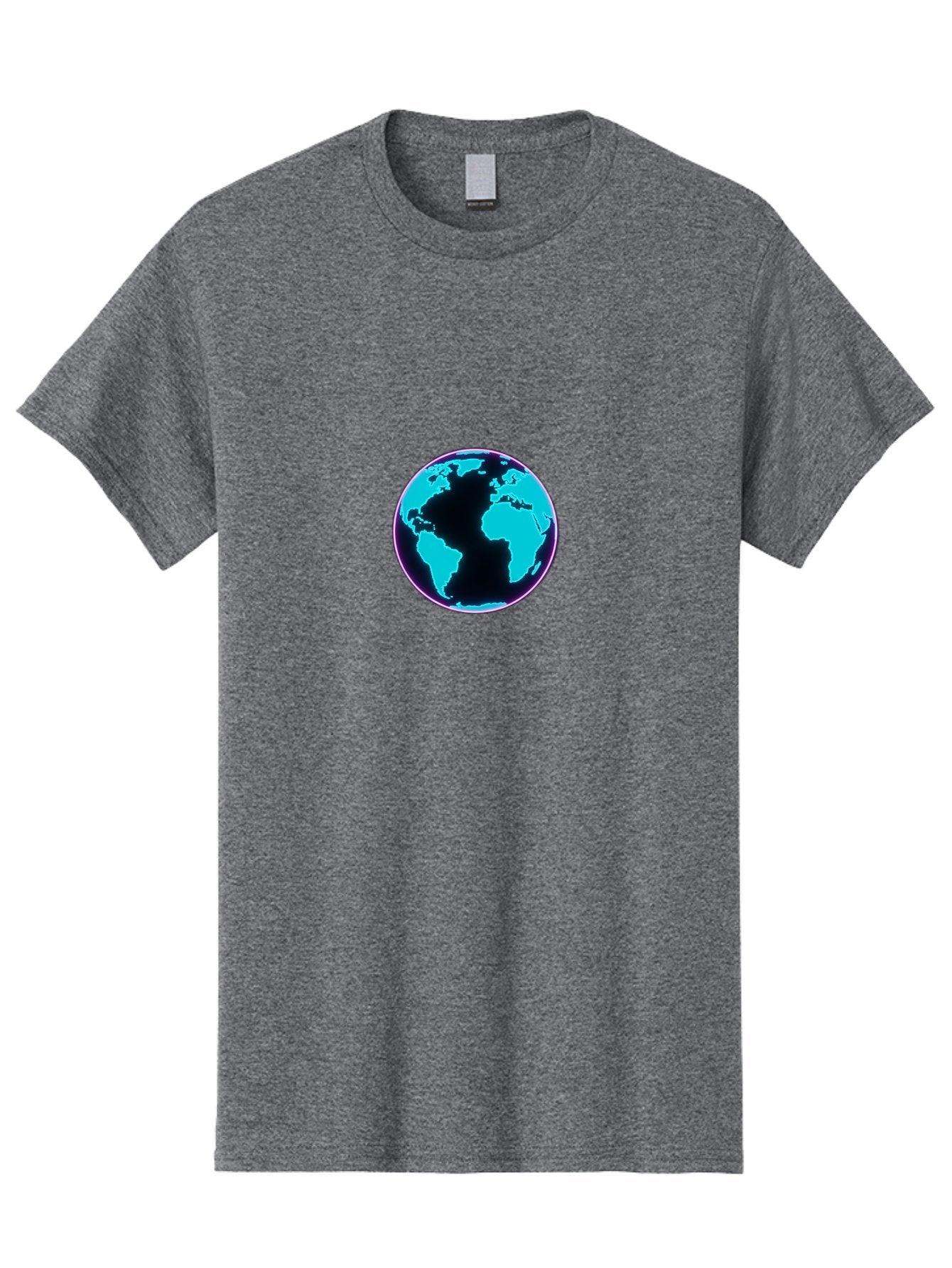 Globe-9 Men'S Graphic Tee, 100% Cotton, Comfortable Casual Summer Wear, Machine Washable, Globe, World Map, Blue And Black Silhouette, Centered, Visual Representation, Earth'S Surface, Americas Centered, Pink Outline, Modern Design, Baa749 4