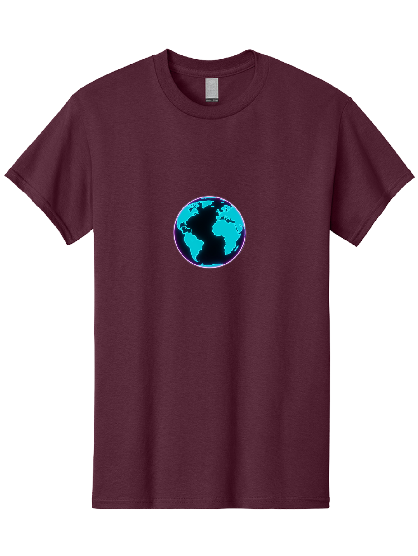 Globe-9 Men'S Graphic Tee, 100% Cotton, Comfortable Casual Summer Wear, Machine Washable, Globe, World Map, Blue And Black Silhouette, Centered, Visual Representation, Earth'S Surface, Americas Centered, Pink Outline, Modern Design, Baa749 21