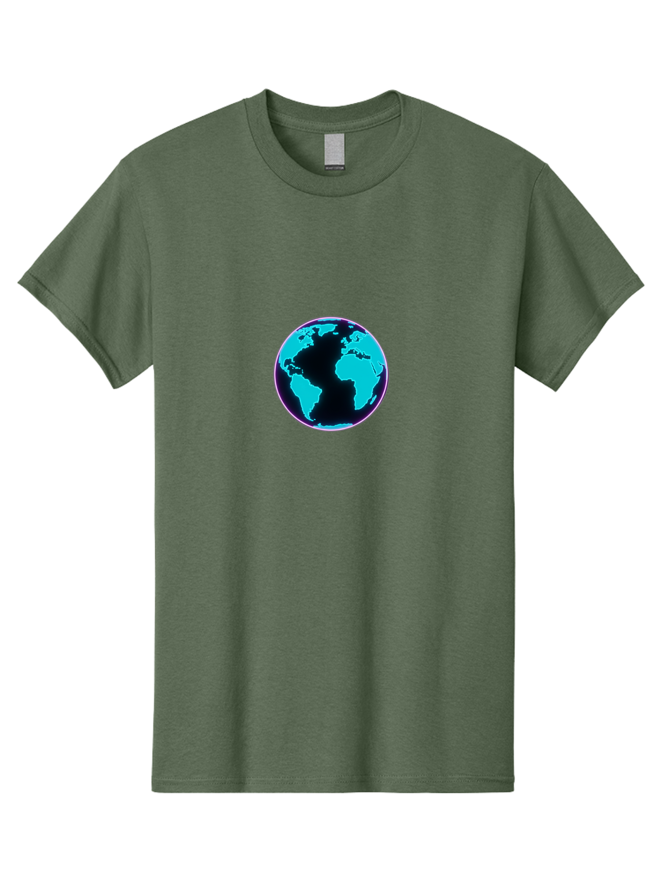 Globe-9 Men'S Graphic Tee, 100% Cotton, Comfortable Casual Summer Wear, Machine Washable, Globe, World Map, Blue And Black Silhouette, Centered, Visual Representation, Earth'S Surface, Americas Centered, Pink Outline, Modern Design, Baa749 17