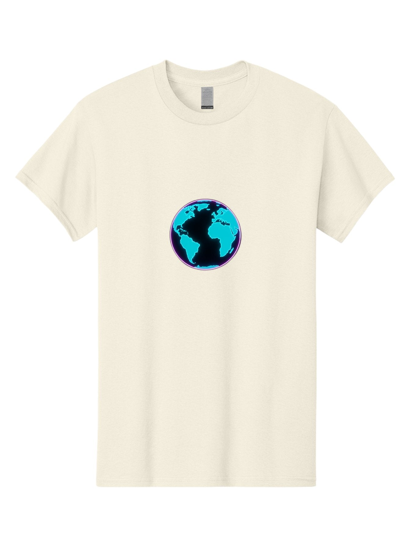 Globe-9 Men'S Graphic Tee, 100% Cotton, Comfortable Casual Summer Wear, Machine Washable, Globe, World Map, Blue And Black Silhouette, Centered, Visual Representation, Earth'S Surface, Americas Centered, Pink Outline, Modern Design, Baa749 6
