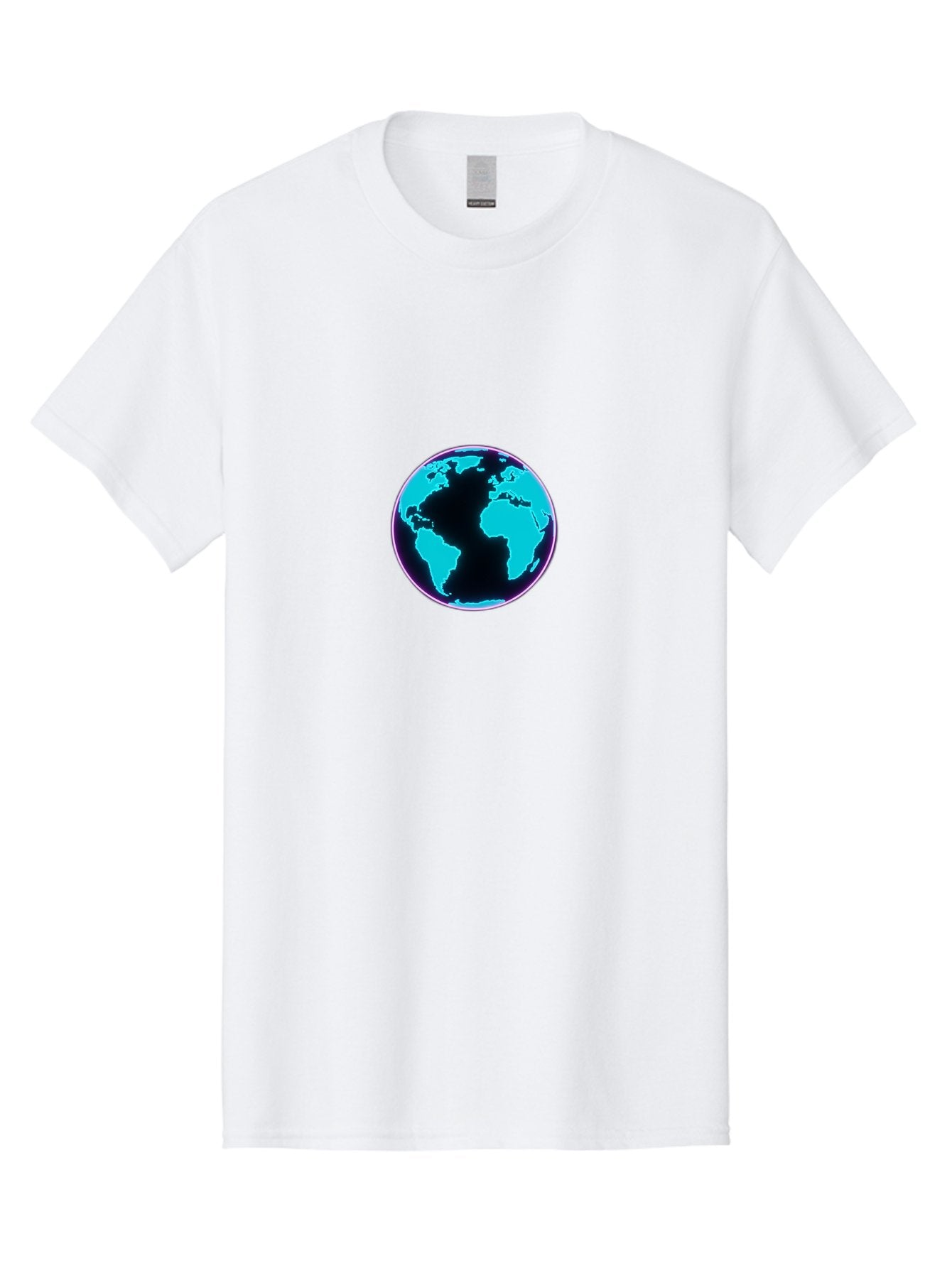 Globe-9 Men'S Graphic Tee, 100% Cotton, Comfortable Casual Summer Wear, Machine Washable, Globe, World Map, Blue And Black Silhouette, Centered, Visual Representation, Earth'S Surface, Americas Centered, Pink Outline, Modern Design, Baa749 13