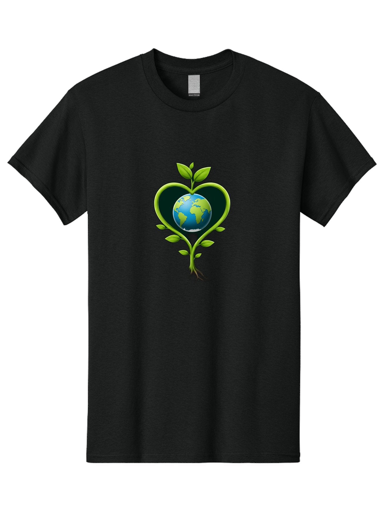 Globe-In-Heart-1 Men'S Graphic Tee, 100% Cotton, Comfortable Casual Summer Wear, Machine Washable, Globe In Heart Shape, Love For The Planet, Eco-Friendly, Green Leaves, Environmental Conservation, Sustainable Living, Earth Care, Heartwarming, Baa752 9