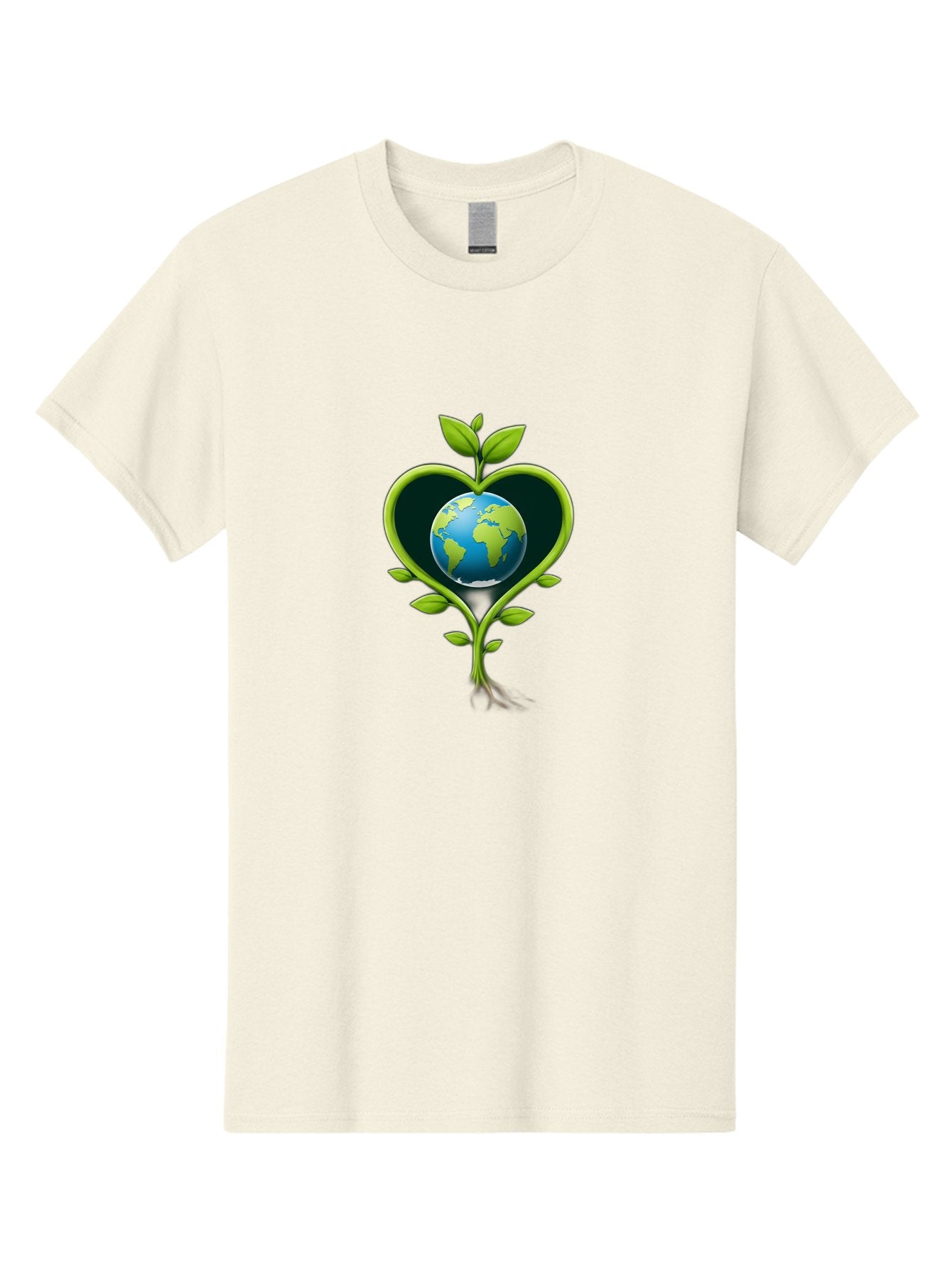 Globe-In-Heart-1 Men'S Graphic Tee, 100% Cotton, Comfortable Casual Summer Wear, Machine Washable, Globe In Heart Shape, Love For The Planet, Eco-Friendly, Green Leaves, Environmental Conservation, Sustainable Living, Earth Care, Heartwarming, Baa752 8