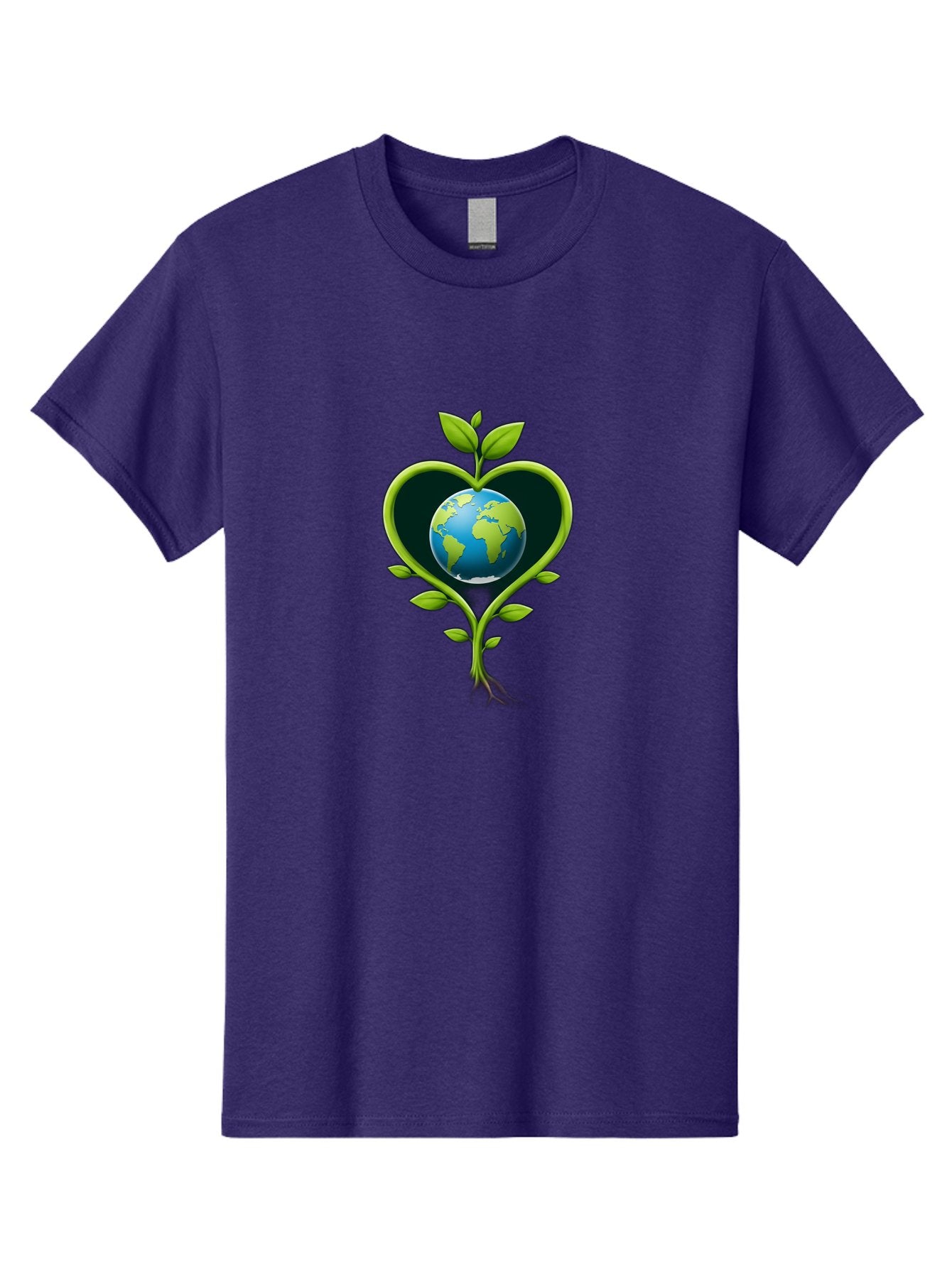 Globe-In-Heart-1 Men'S Graphic Tee, 100% Cotton, Comfortable Casual Summer Wear, Machine Washable, Globe In Heart Shape, Love For The Planet, Eco-Friendly, Green Leaves, Environmental Conservation, Sustainable Living, Earth Care, Heartwarming, Baa752 6