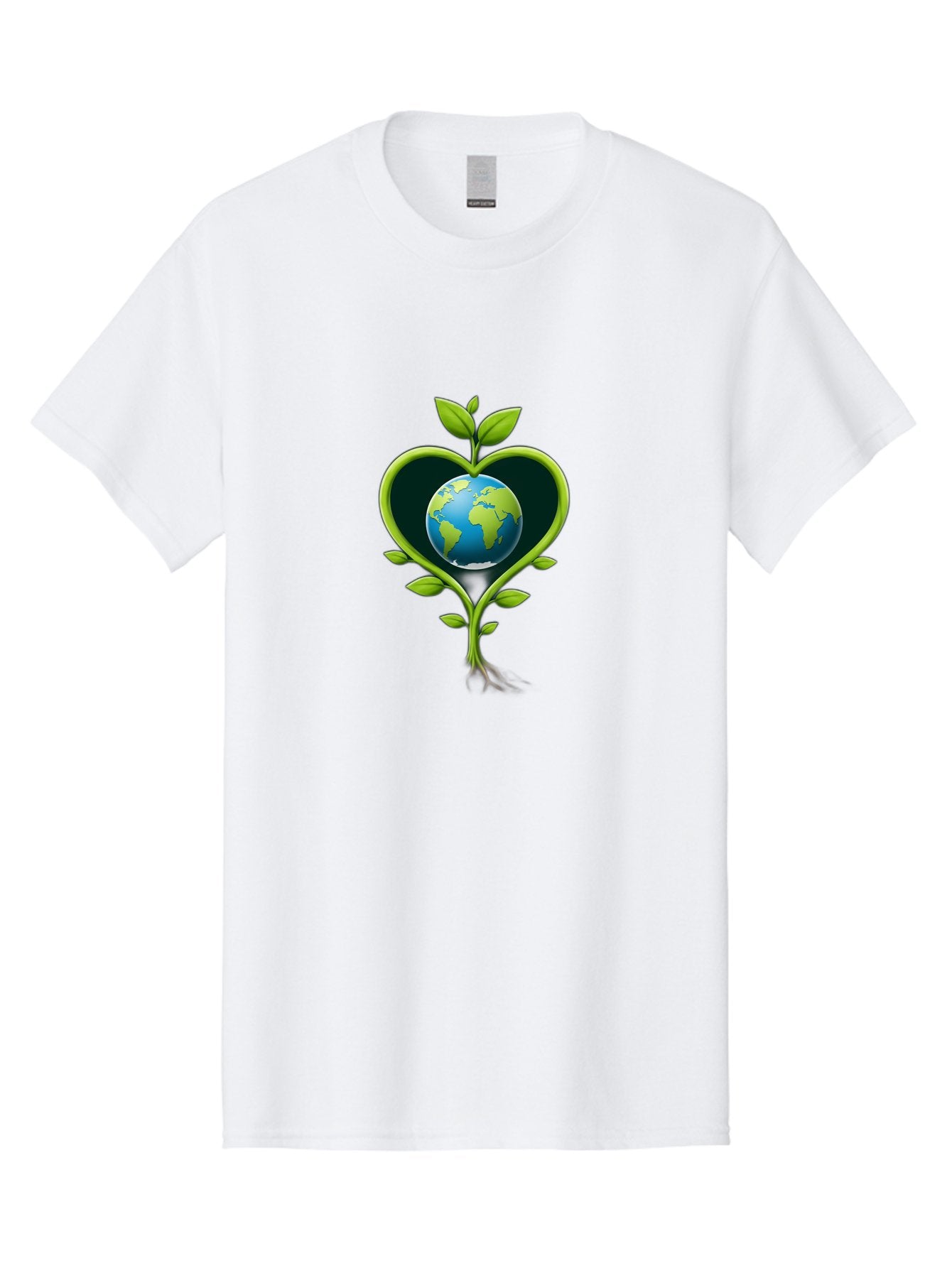 Globe-In-Heart-1 Men'S Graphic Tee, 100% Cotton, Comfortable Casual Summer Wear, Machine Washable, Globe In Heart Shape, Love For The Planet, Eco-Friendly, Green Leaves, Environmental Conservation, Sustainable Living, Earth Care, Heartwarming, Baa752 11