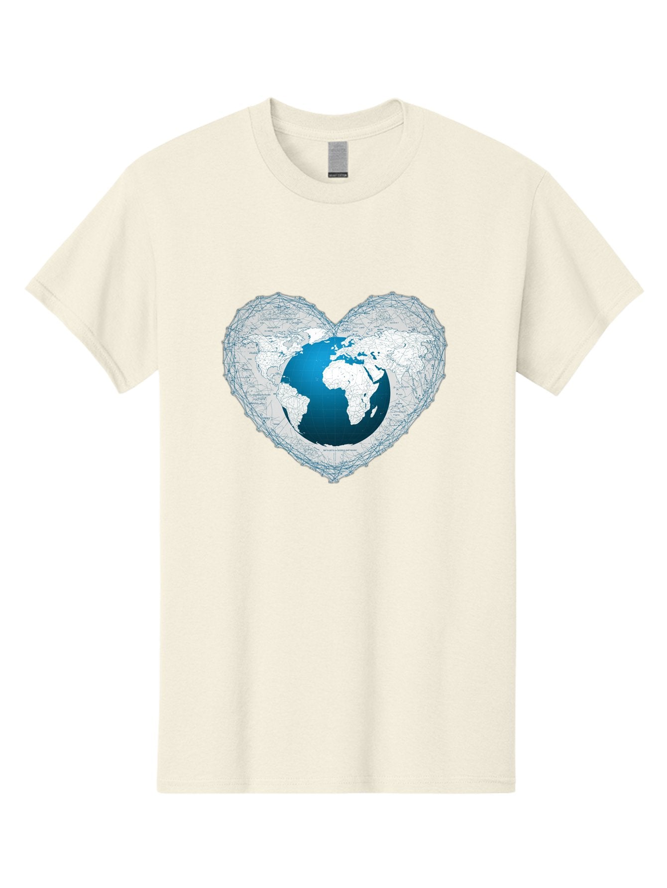 Globe-In-Heart-2 Men'S Graphic Tee, 100% Cotton, Comfortable Casual Summer Wear, Machine Washable, Globe In Heart Shape, World Map, Love For The Earth, Global Unity, Blue Gradient, Wireframe Design, Earth Illustration, Heart-Shaped Globe Baa753 9