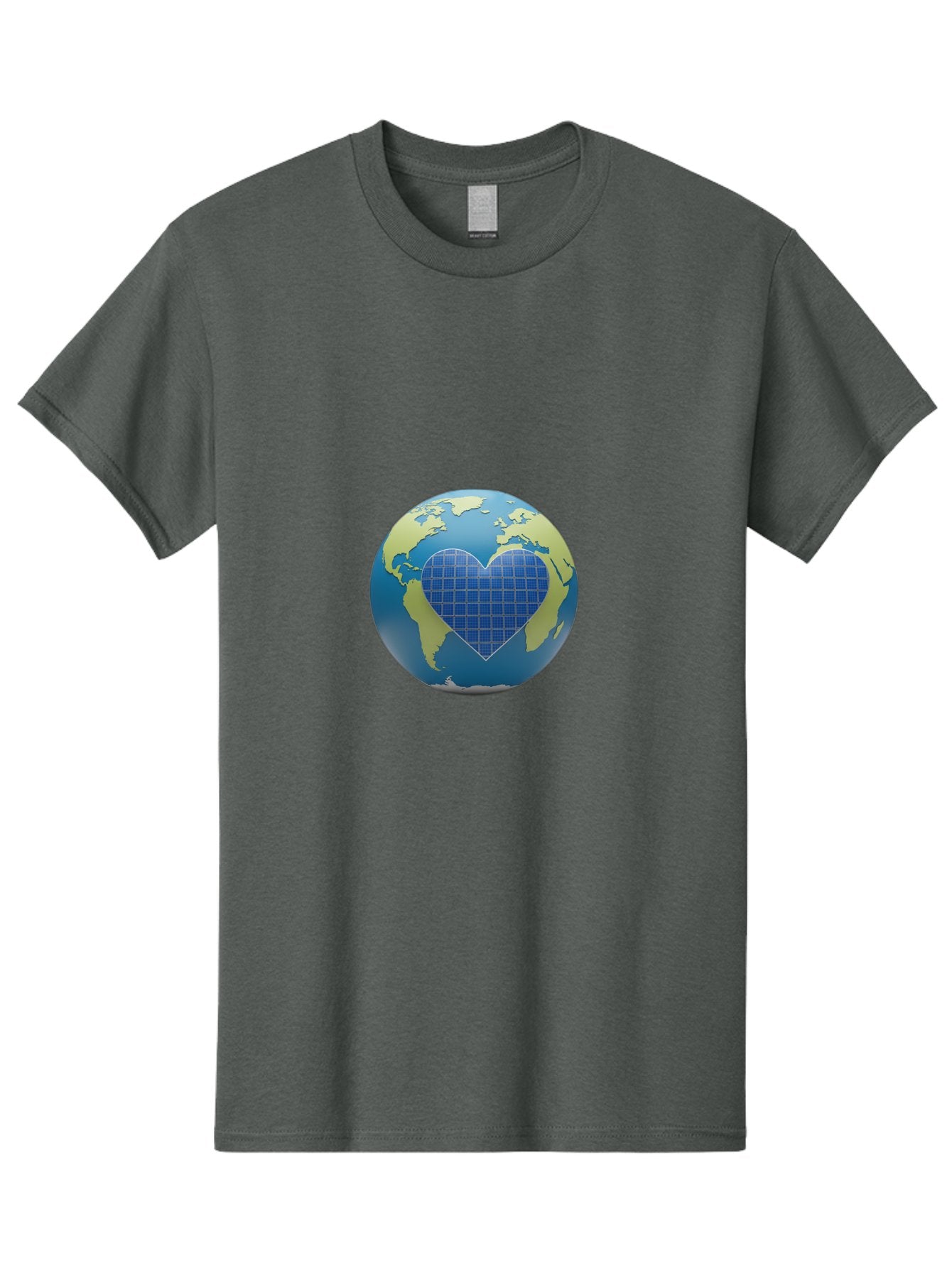 Globe-With-Heart Men'S Graphic Tee, 100% Cotton, Comfortable Casual Summer Wear, Machine Washable, Globe With Heart Shape, World Map, Love For The Planet, Eco-Friendly, Sustainable Living, Global Unity, Heart-Shaped Grid, Baa755 8