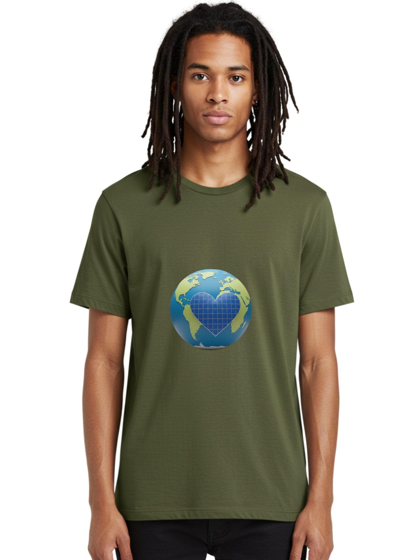 Globe-With-Heart Men'S Graphic Tee, 100% Cotton, Comfortable Casual Summer Wear, Machine Washable, Globe With Heart Shape, World Map, Love For The Planet, Eco-Friendly, Sustainable Living, Global Unity, Heart-Shaped Grid, Baa755 30