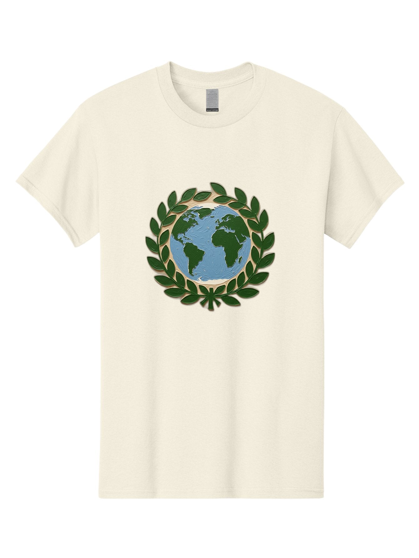 Globe-With-Laurel-Wreath Men'S Graphic Tee, 100% Cotton, Comfortable Casual Summer Wear, Machine Washable, Globe Surrounded By Leaves, Environmental Protection, Eco-Friendly, Conservation, Green Initiatives, Sustainable Living, Earth Day, Baa756 14