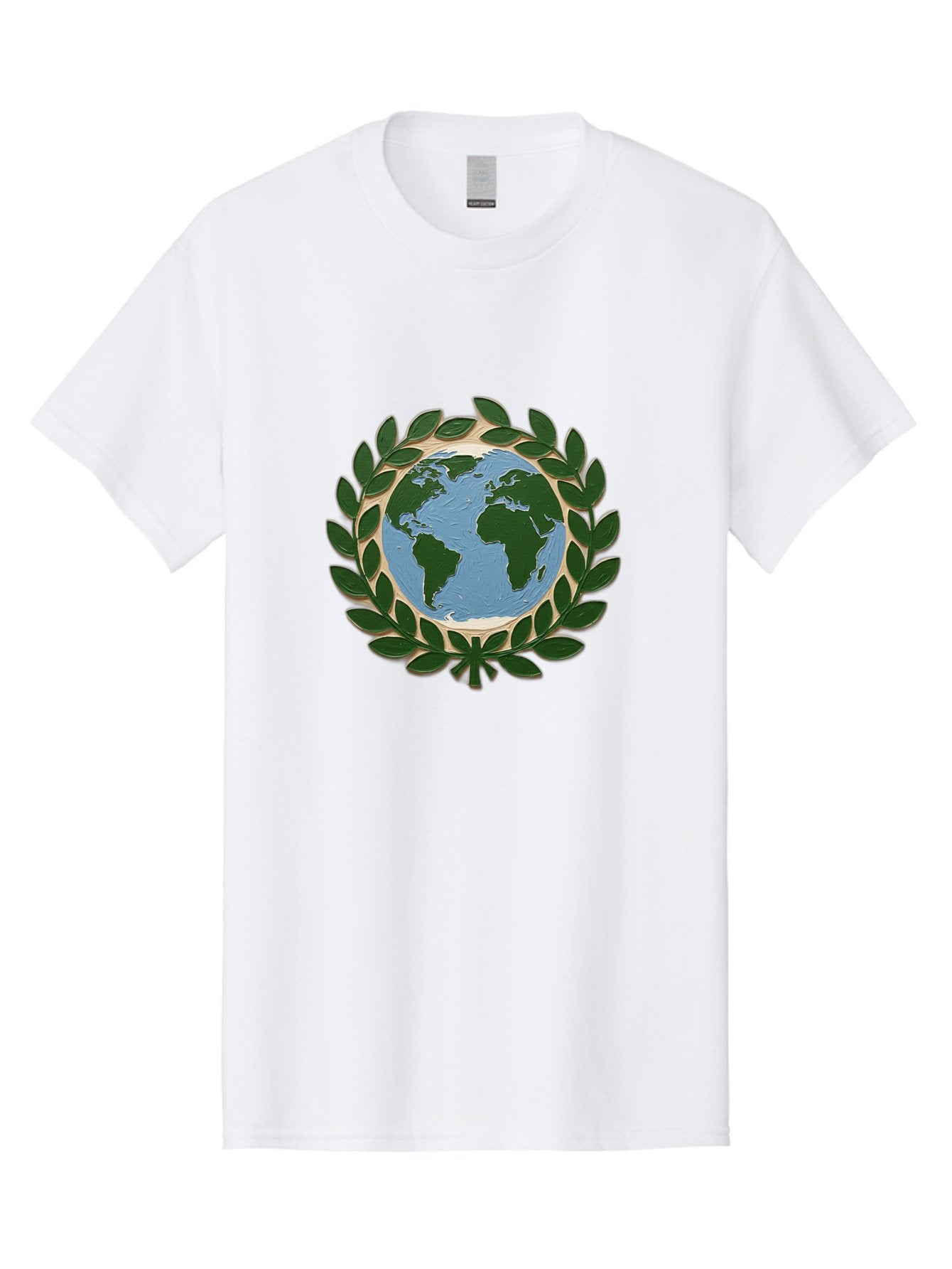 Globe-With-Laurel-Wreath Men'S Graphic Tee, 100% Cotton, Comfortable Casual Summer Wear, Machine Washable, Globe Surrounded By Leaves, Environmental Protection, Eco-Friendly, Conservation, Green Initiatives, Sustainable Living, Earth Day, Baa756 10