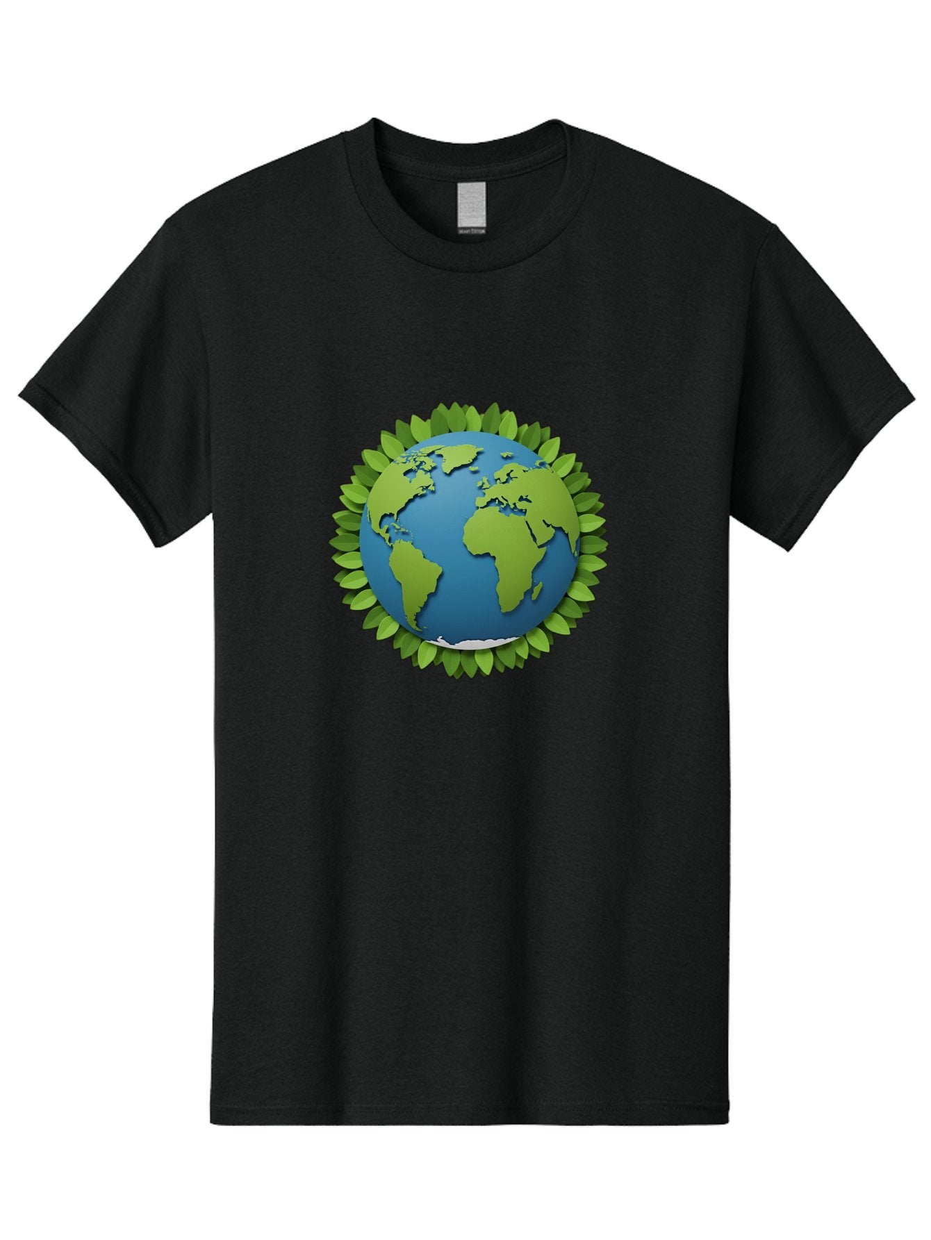 Globe-With-Leaves-1 Men'S Graphic Tee, 100% Cotton, Comfortable Casual Summer Wear, Machine Washable, Globe Surrounded By Leaves, Eco-Friendly, Sustainable Living, Environmental Conservation, Green Earth, World Unity, Going Green, Earth Day Baa757 8