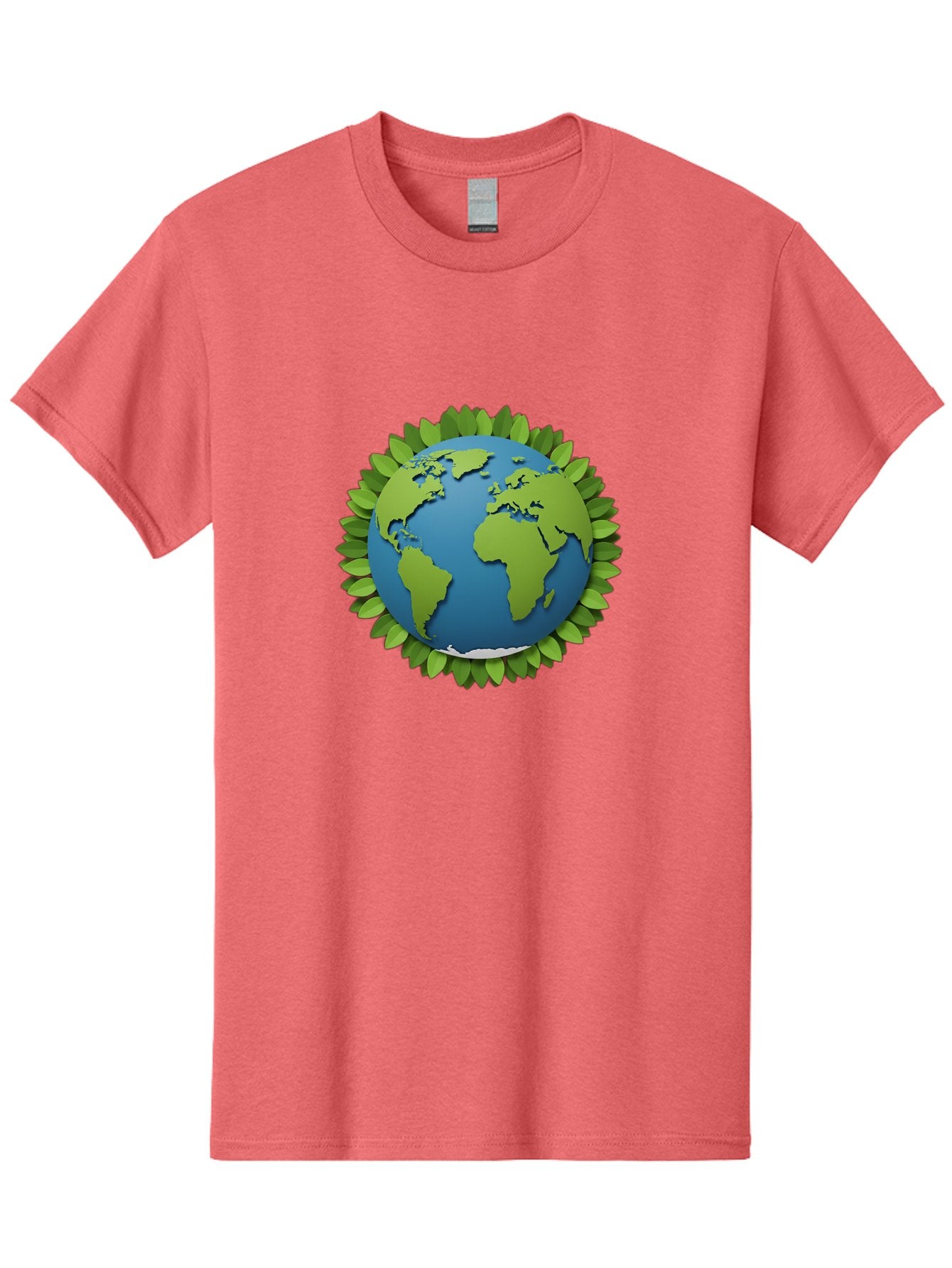 Globe-With-Leaves-1 Men'S Graphic Tee, 100% Cotton, Comfortable Casual Summer Wear, Machine Washable, Globe Surrounded By Leaves, Eco-Friendly, Sustainable Living, Environmental Conservation, Green Earth, World Unity, Going Green, Earth Day Baa757 5