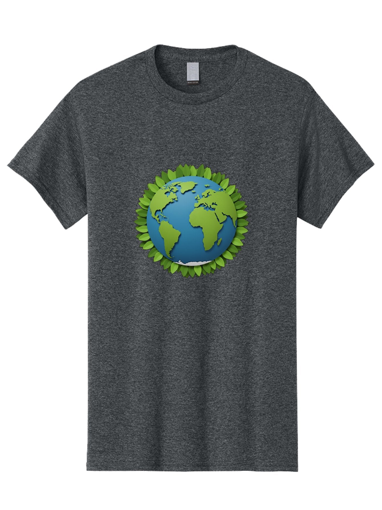 Globe-With-Leaves-1 Men'S Graphic Tee, 100% Cotton, Comfortable Casual Summer Wear, Machine Washable, Globe Surrounded By Leaves, Eco-Friendly, Sustainable Living, Environmental Conservation, Green Earth, World Unity, Going Green, Earth Day Baa757 10