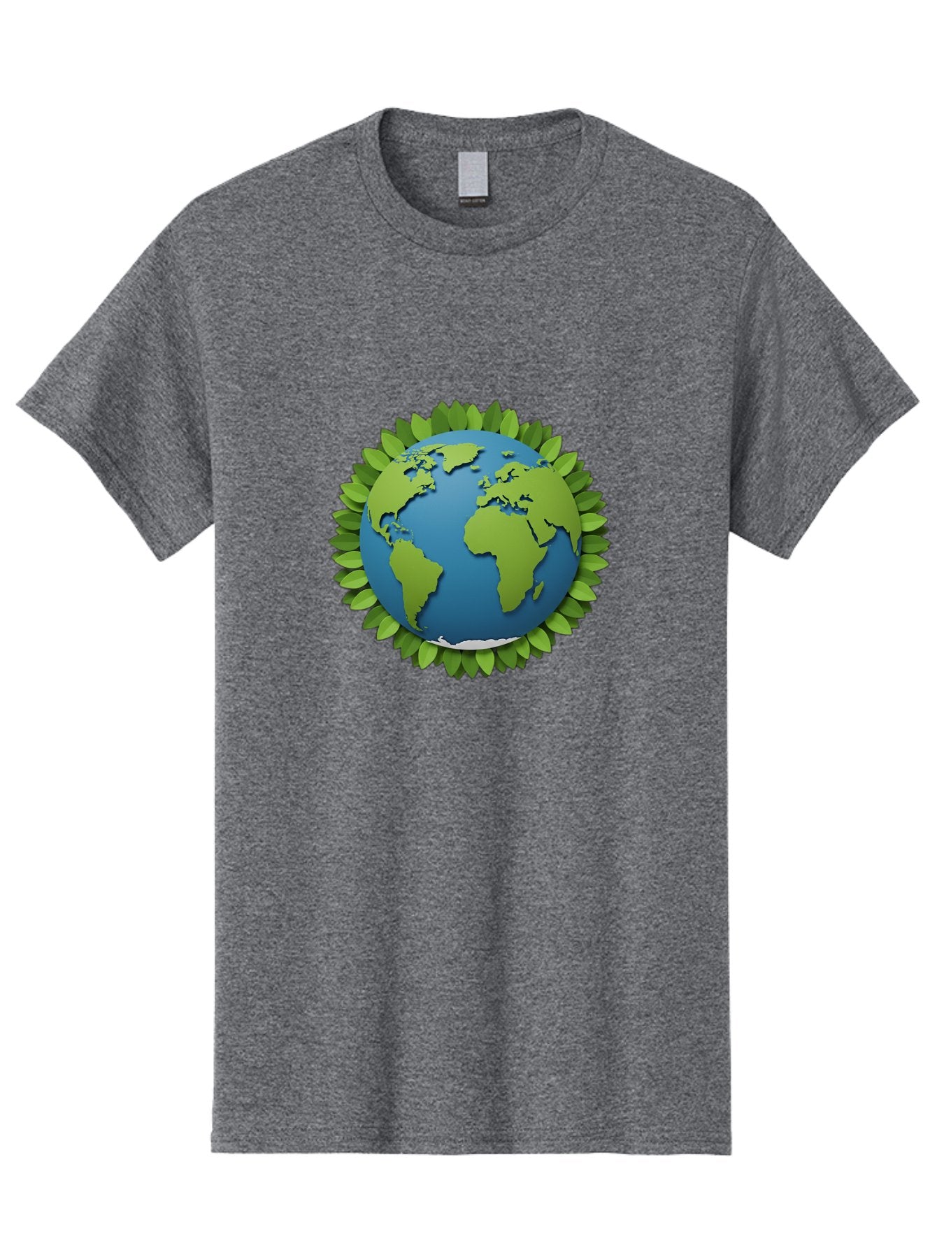 Globe-With-Leaves-1 Men'S Graphic Tee, 100% Cotton, Comfortable Casual Summer Wear, Machine Washable, Globe Surrounded By Leaves, Eco-Friendly, Sustainable Living, Environmental Conservation, Green Earth, World Unity, Going Green, Earth Day Baa757 11