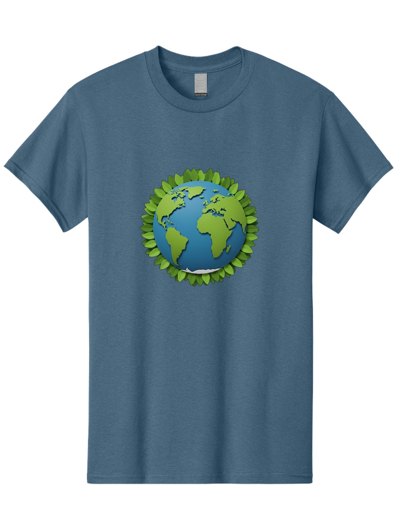 Globe-With-Leaves-1 Men'S Graphic Tee, 100% Cotton, Comfortable Casual Summer Wear, Machine Washable, Globe Surrounded By Leaves, Eco-Friendly, Sustainable Living, Environmental Conservation, Green Earth, World Unity, Going Green, Earth Day Baa757 13