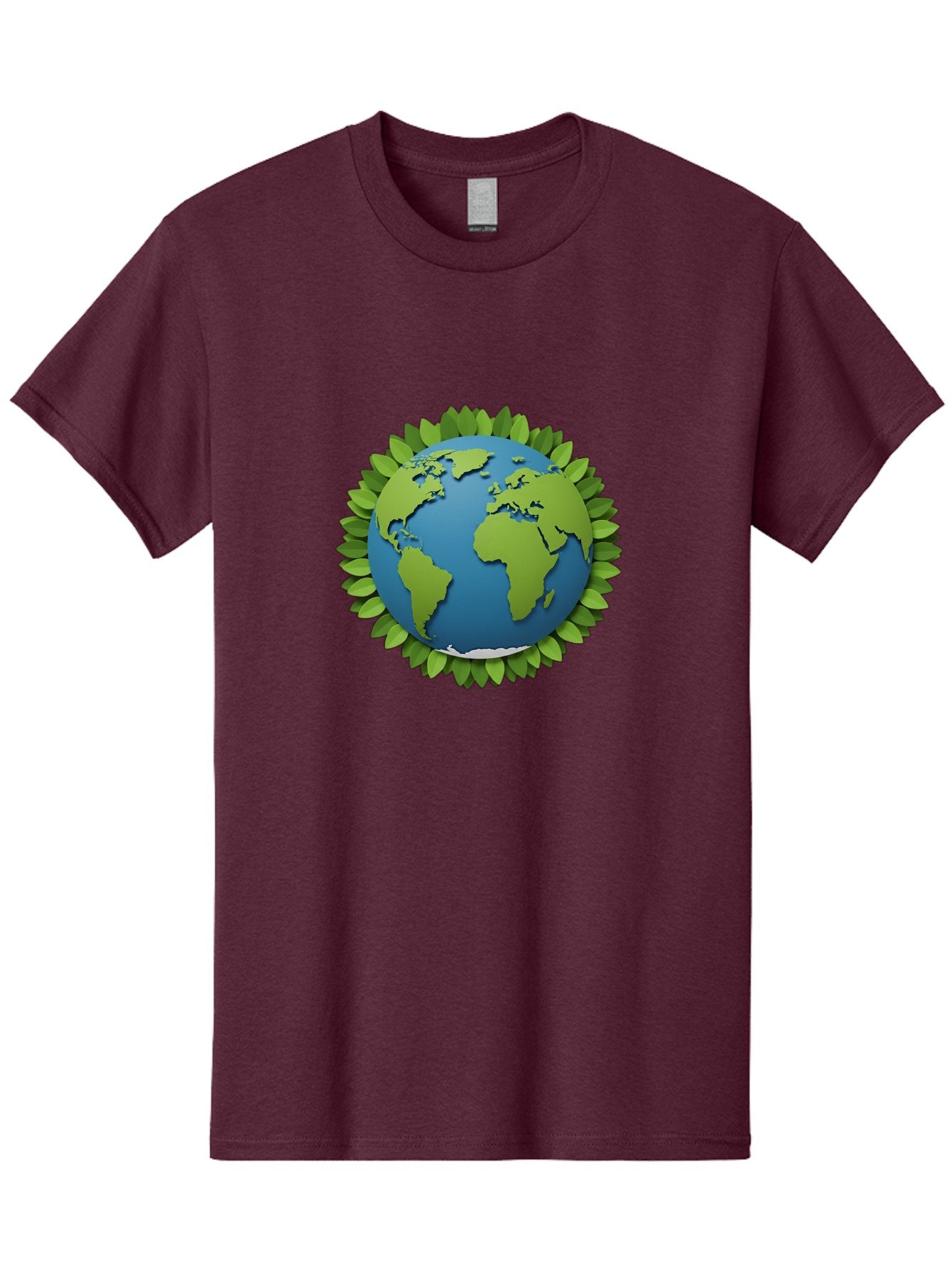 Globe-With-Leaves-1 Men'S Graphic Tee, 100% Cotton, Comfortable Casual Summer Wear, Machine Washable, Globe Surrounded By Leaves, Eco-Friendly, Sustainable Living, Environmental Conservation, Green Earth, World Unity, Going Green, Earth Day Baa757 12