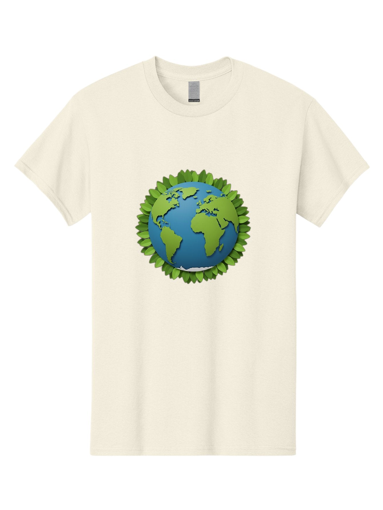 Globe-With-Leaves-1 Men'S Graphic Tee, 100% Cotton, Comfortable Casual Summer Wear, Machine Washable, Globe Surrounded By Leaves, Eco-Friendly, Sustainable Living, Environmental Conservation, Green Earth, World Unity, Going Green, Earth Day Baa757 6