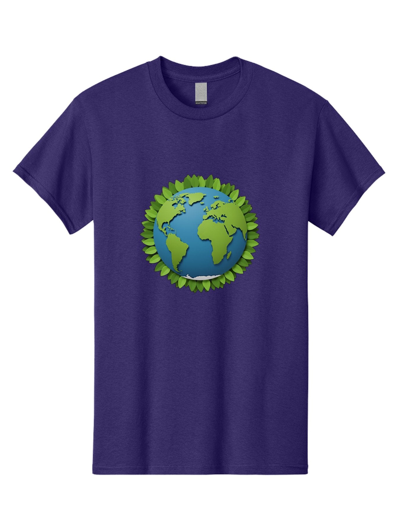 Globe-With-Leaves-1 Men'S Graphic Tee, 100% Cotton, Comfortable Casual Summer Wear, Machine Washable, Globe Surrounded By Leaves, Eco-Friendly, Sustainable Living, Environmental Conservation, Green Earth, World Unity, Going Green, Earth Day Baa757 3