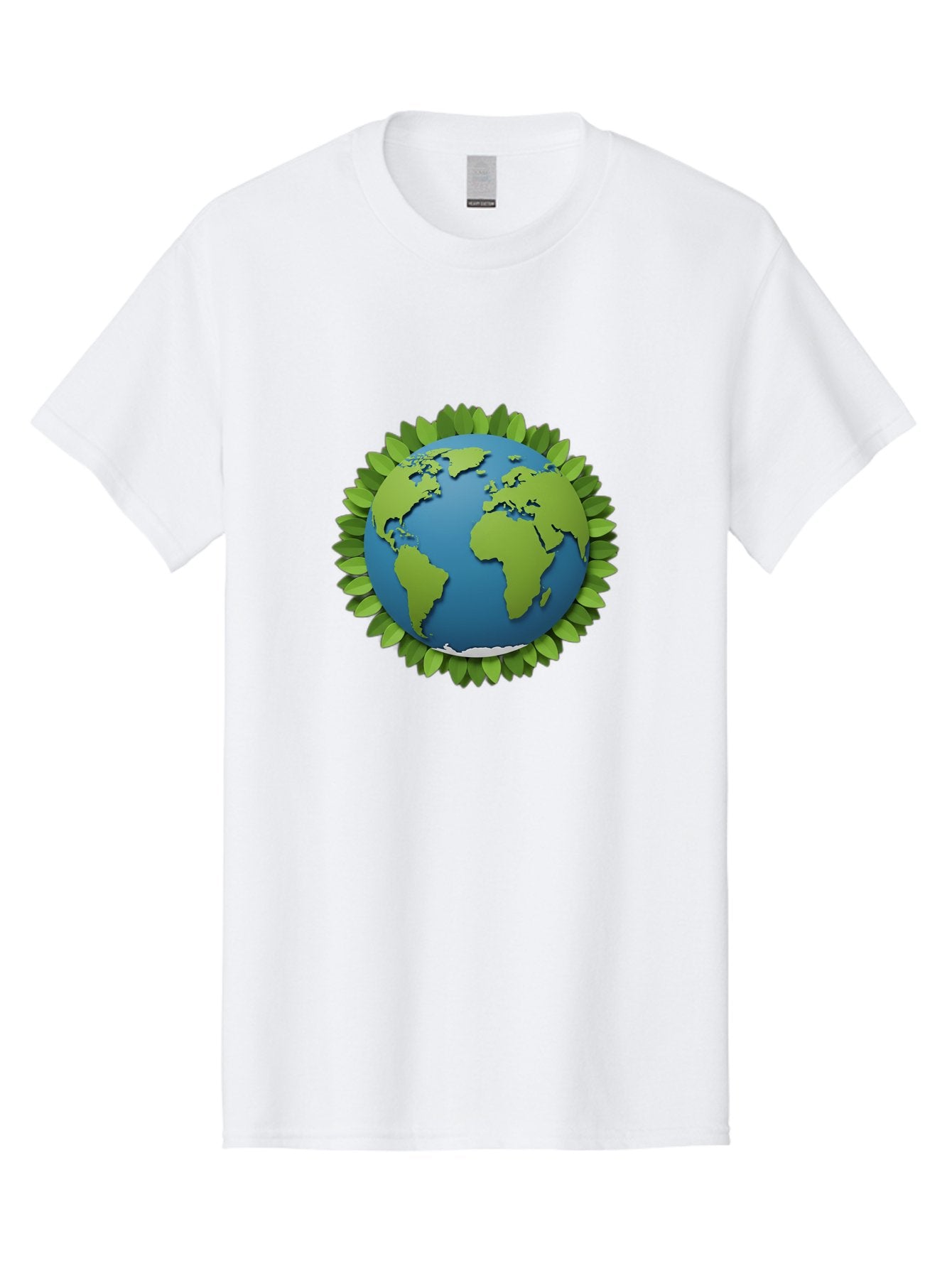 Globe-With-Leaves-1 Men'S Graphic Tee, 100% Cotton, Comfortable Casual Summer Wear, Machine Washable, Globe Surrounded By Leaves, Eco-Friendly, Sustainable Living, Environmental Conservation, Green Earth, World Unity, Going Green, Earth Day Baa757 15