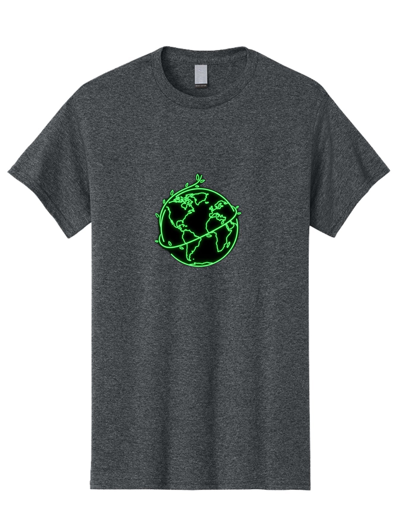 Globe-With-Leaves-2 Men'S Graphic Tee, 100% Cotton, Comfortable Casual Summer Wear, Machine Washable, Globe With Leaves, Eco-Friendly, Sustainable Living, Green Earth, Environmental Awareness, Conservation, Global Unity, Nature, Eco-Conscious Baa758
