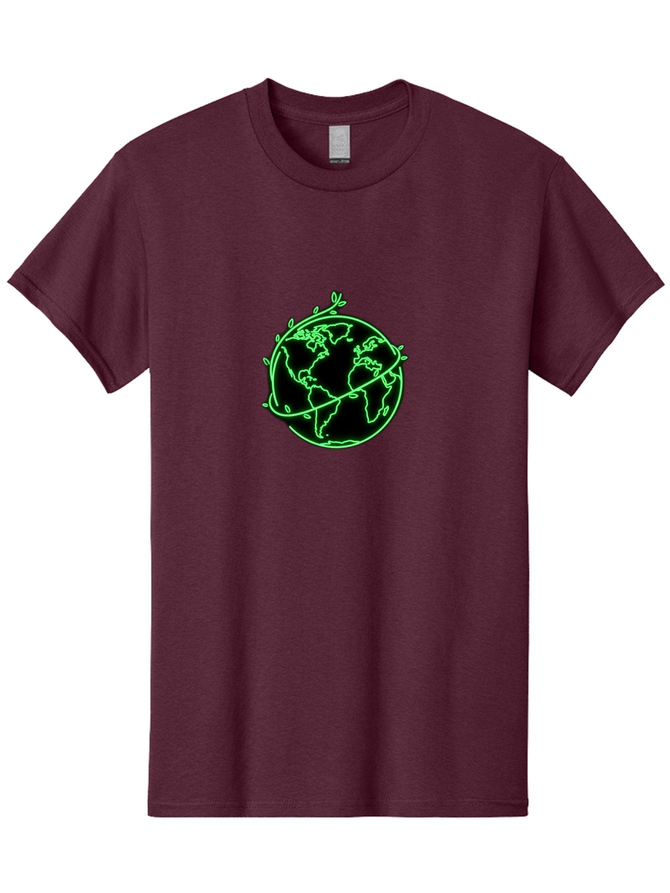 Globe-With-Leaves-2 Men'S Graphic Tee, 100% Cotton, Comfortable Casual Summer Wear, Machine Washable, Globe With Leaves, Eco-Friendly, Sustainable Living, Green Earth, Environmental Awareness, Conservation, Global Unity, Nature, Eco-Conscious Baa758 3