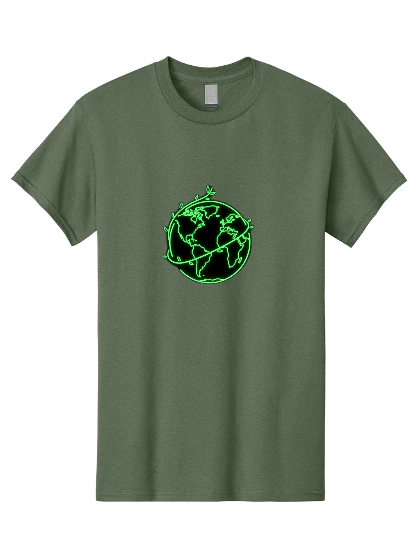 Globe-With-Leaves-2 Men'S Graphic Tee, 100% Cotton, Comfortable Casual Summer Wear, Machine Washable, Globe With Leaves, Eco-Friendly, Sustainable Living, Green Earth, Environmental Awareness, Conservation, Global Unity, Nature, Eco-Conscious Baa758 5