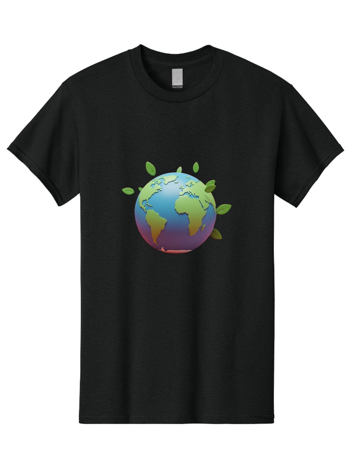 Globe-With-Leaves Men'S Graphic Tee, 100% Cotton, Comfortable Casual Summer Wear, Machine Washable, Globe With Leaves, Eco Friendly, Environmental Awareness, Green Earth, Sustainable Living, Eco Consciousness, World Unity Baa759