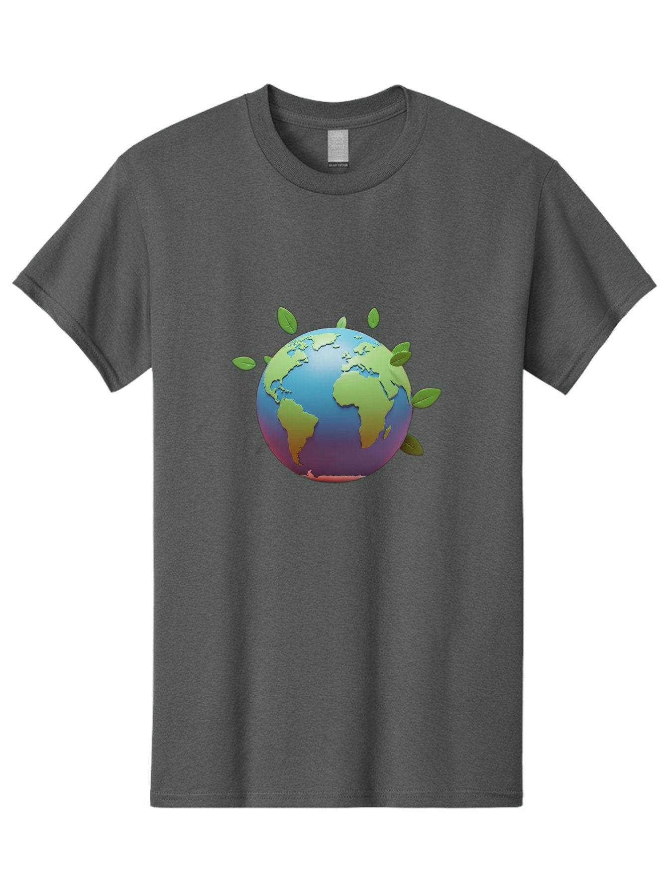 Globe-With-Leaves Men'S Graphic Tee, 100% Cotton, Comfortable Casual Summer Wear, Machine Washable, Globe With Leaves, Eco Friendly, Environmental Awareness, Green Earth, Sustainable Living, Eco Consciousness, World Unity Baa759 4