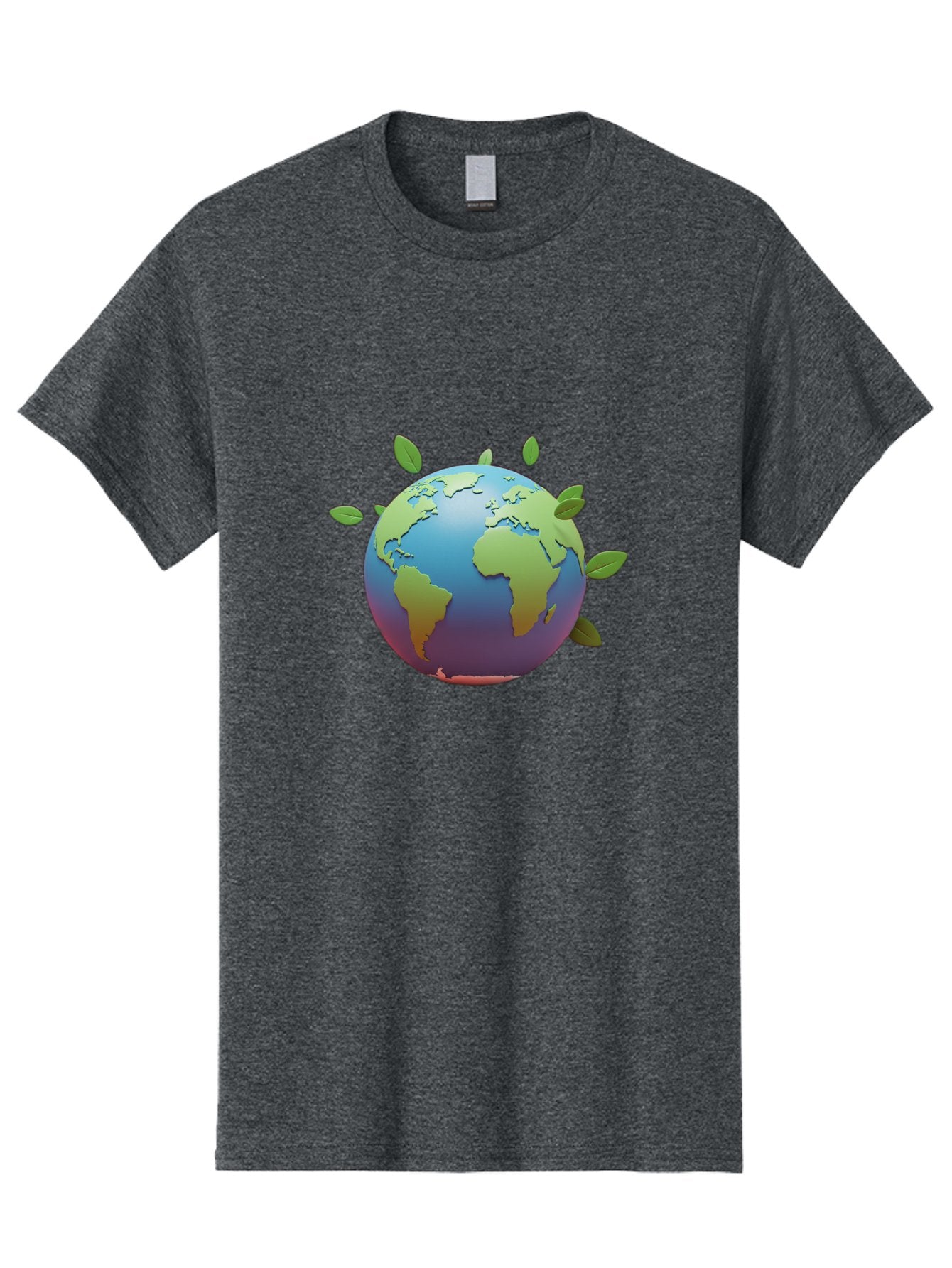 Globe-With-Leaves Men'S Graphic Tee, 100% Cotton, Comfortable Casual Summer Wear, Machine Washable, Globe With Leaves, Eco Friendly, Environmental Awareness, Green Earth, Sustainable Living, Eco Consciousness, World Unity Baa759 15