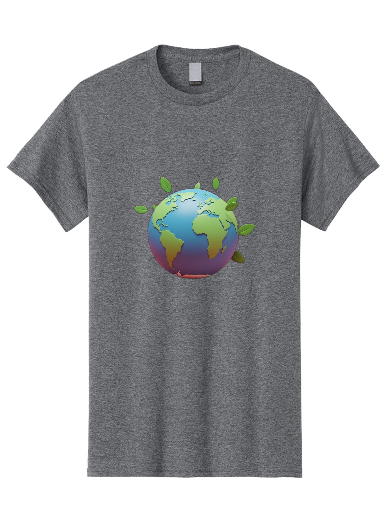 Globe-With-Leaves Men'S Graphic Tee, 100% Cotton, Comfortable Casual Summer Wear, Machine Washable, Globe With Leaves, Eco Friendly, Environmental Awareness, Green Earth, Sustainable Living, Eco Consciousness, World Unity Baa759