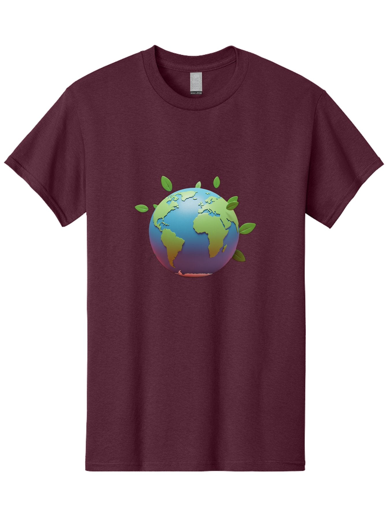 Globe-With-Leaves Men'S Graphic Tee, 100% Cotton, Comfortable Casual Summer Wear, Machine Washable, Globe With Leaves, Eco Friendly, Environmental Awareness, Green Earth, Sustainable Living, Eco Consciousness, World Unity Baa759 6