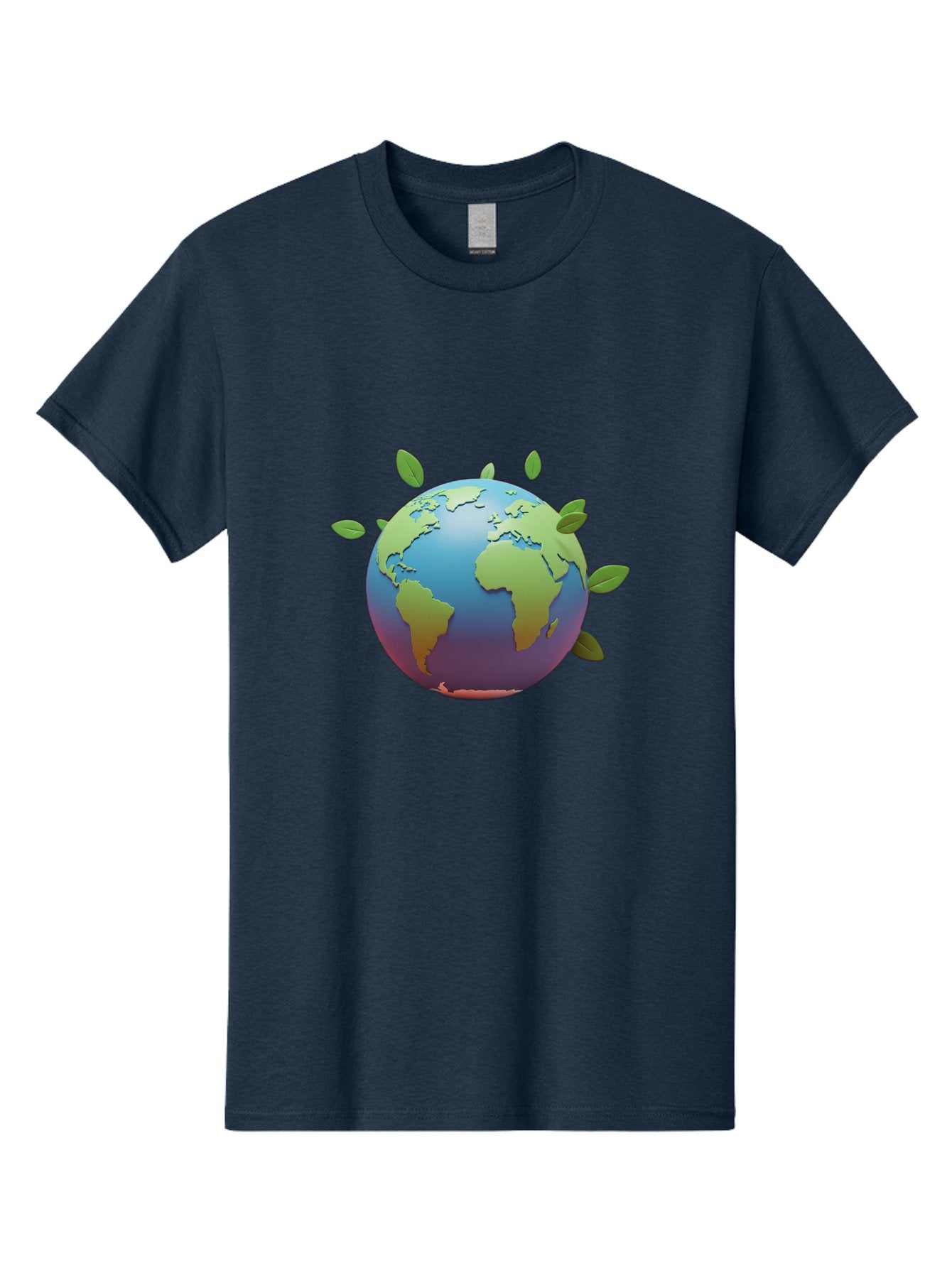 Globe-With-Leaves Men'S Graphic Tee, 100% Cotton, Comfortable Casual Summer Wear, Machine Washable, Globe With Leaves, Eco Friendly, Environmental Awareness, Green Earth, Sustainable Living, Eco Consciousness, World Unity Baa759 5
